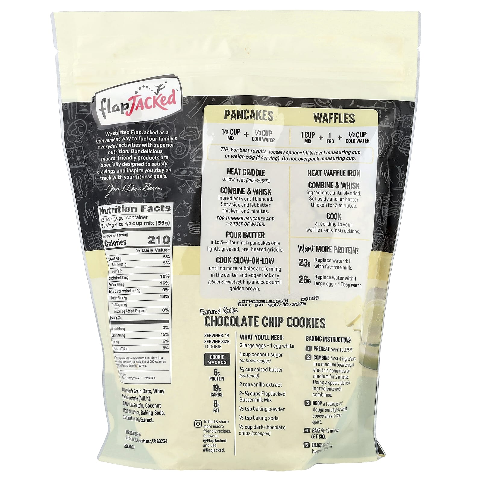 FlapJacked, протеиновая смесь для блинов и выпечки, пахта, 680 г (24 унции)
