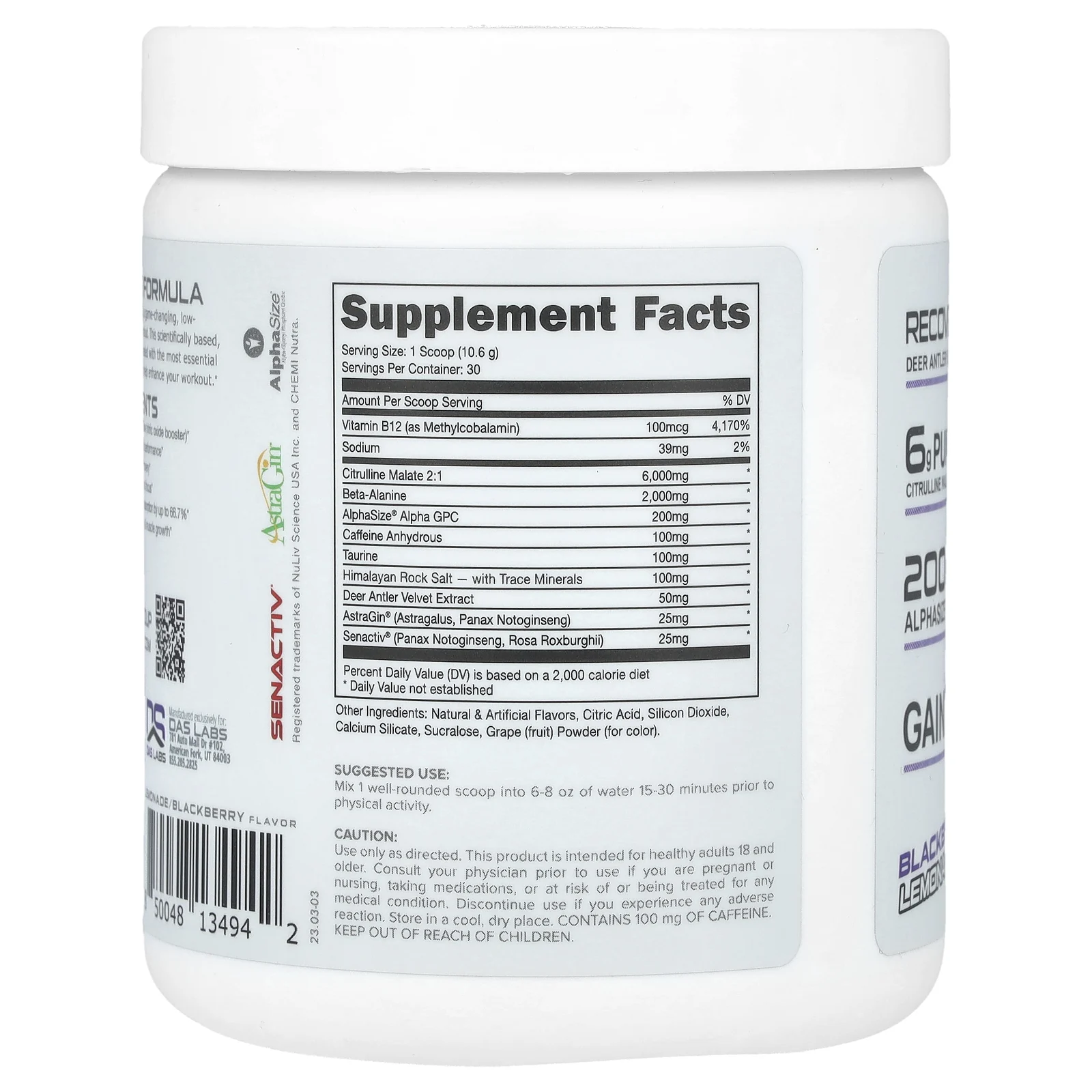 Bucked Up, 100, ежевичный лимонад перед тренировкой, 318 г (11,2 унции)