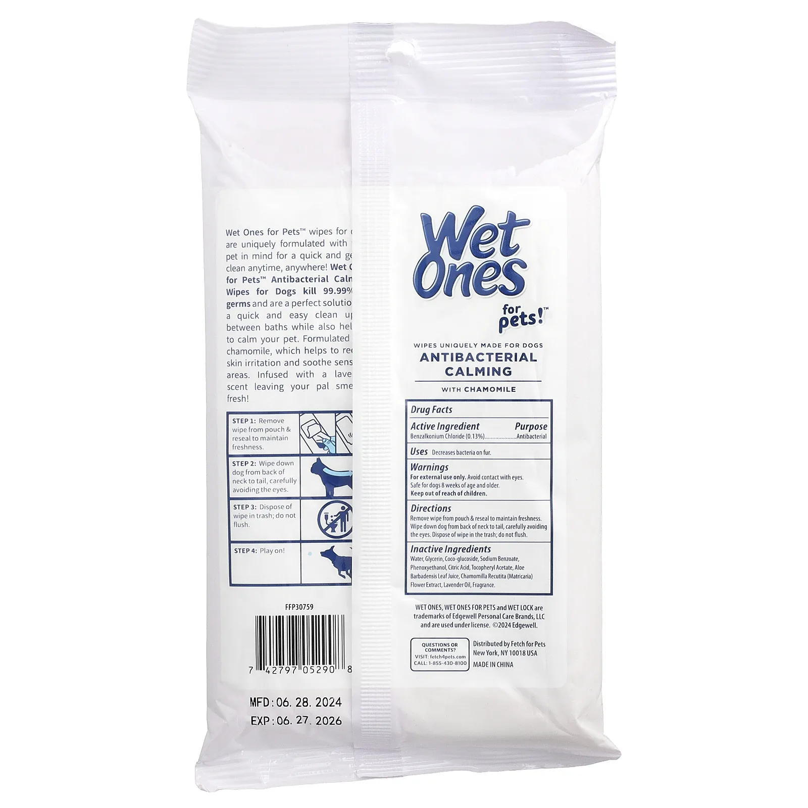 Wet Ones, For Pets™, успокаивающие салфетки для собак, с запахом лаванды, 30 шт.
