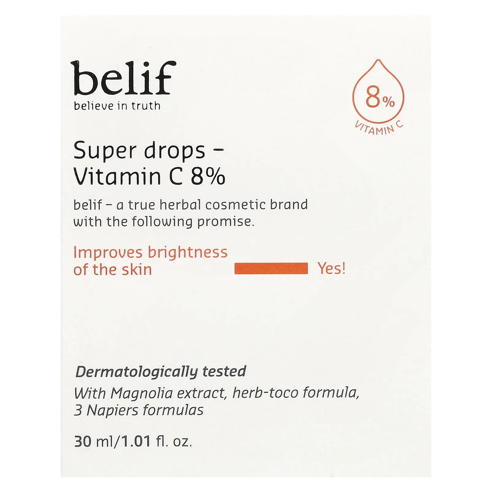 belif, Super Drops, витамин C, 8%, 30 мл (1,01 жидк. Унции)