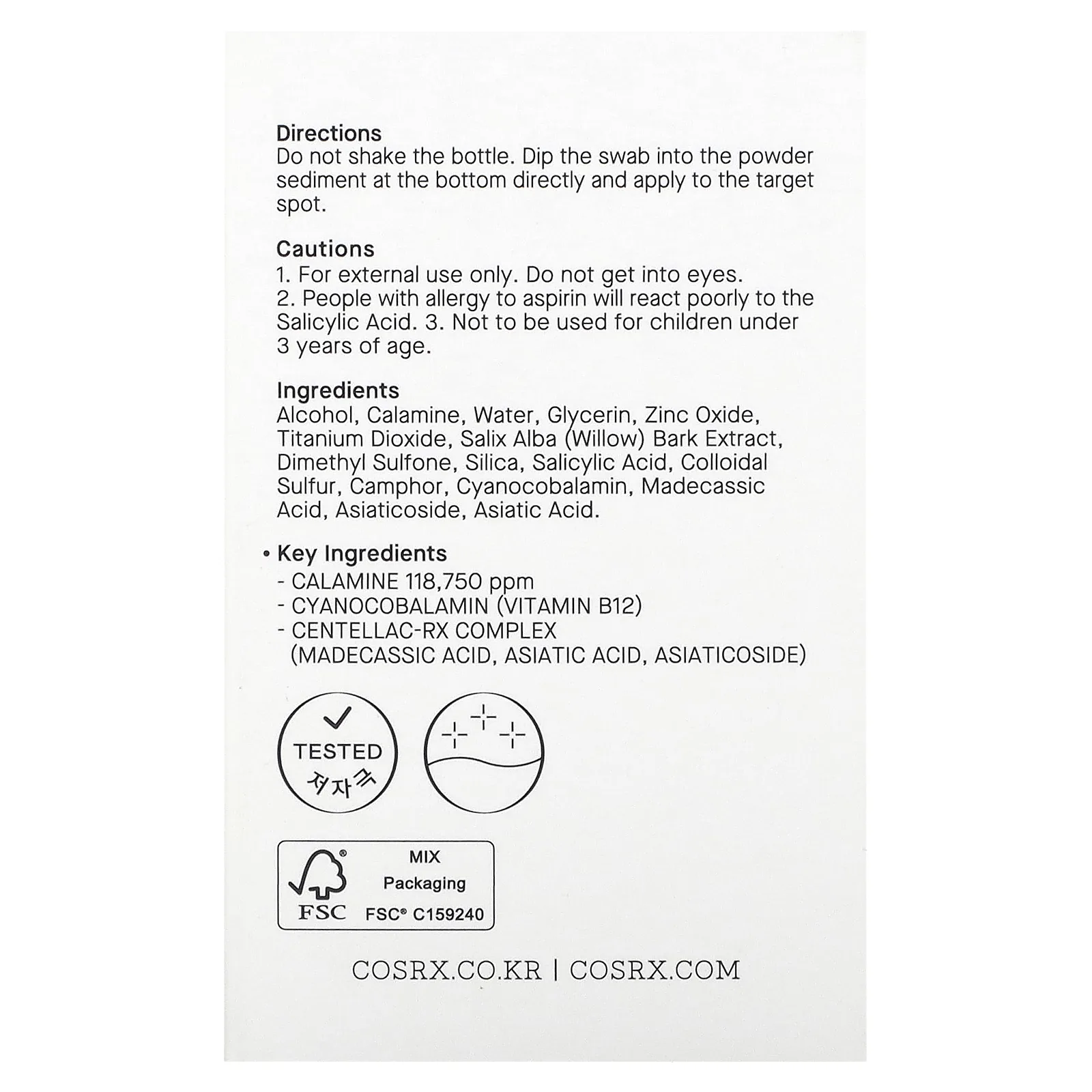 CosRx, AC Collection, лосьон для сушки пятен и многоразовый тампон, 30 мл (1,01 жидк. Унции)