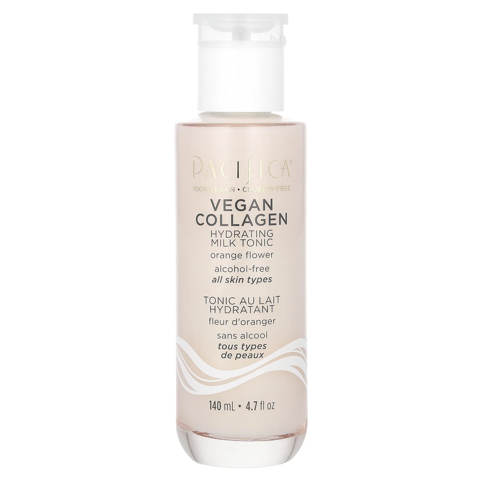 Pacifica, веганский коллаген, увлажняющий молочный тоник, цветы апельсина, без спирта, 140 мл (4,7 жидк. унции)