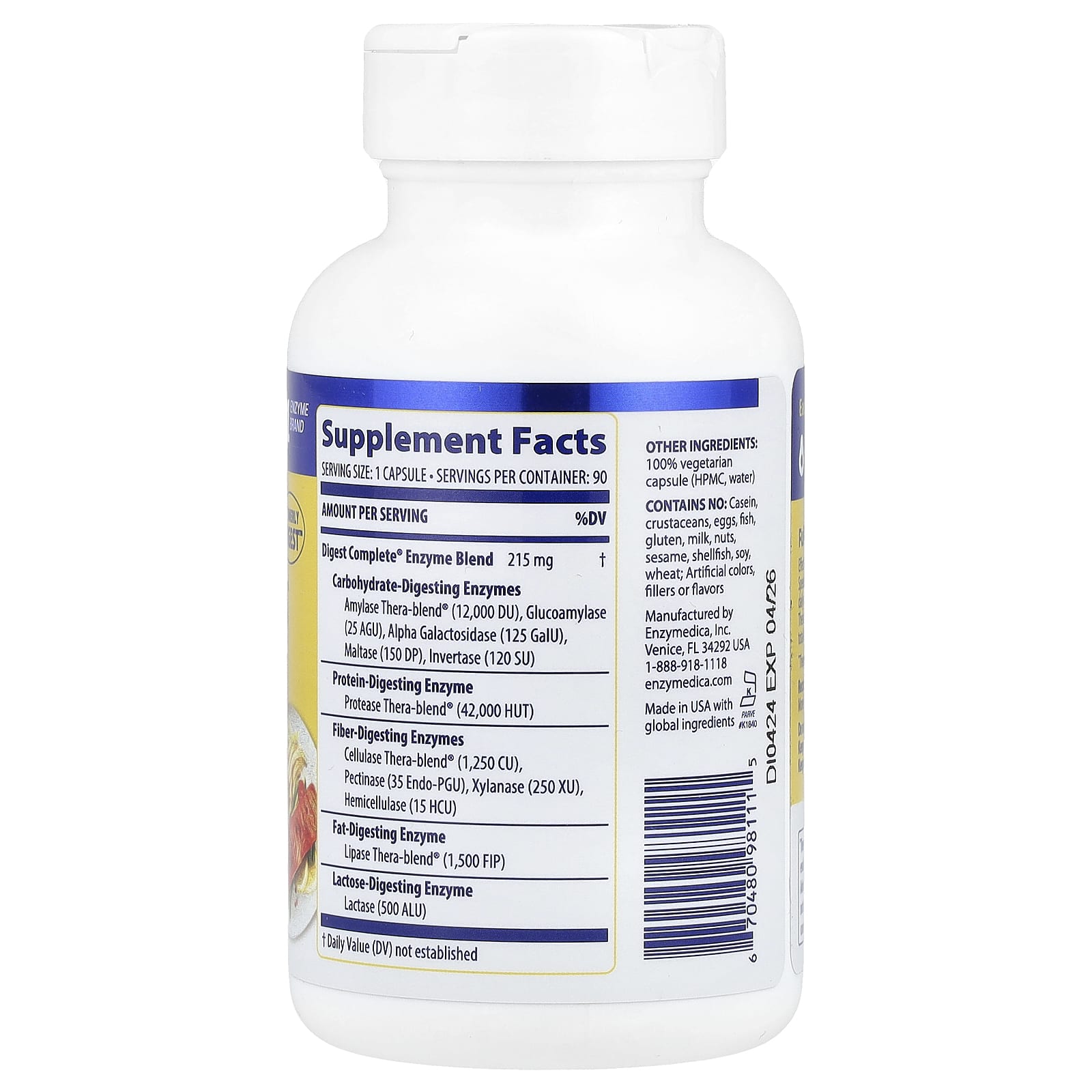 Enzymedica, Digest, комплекс ферментов, 90 капсул