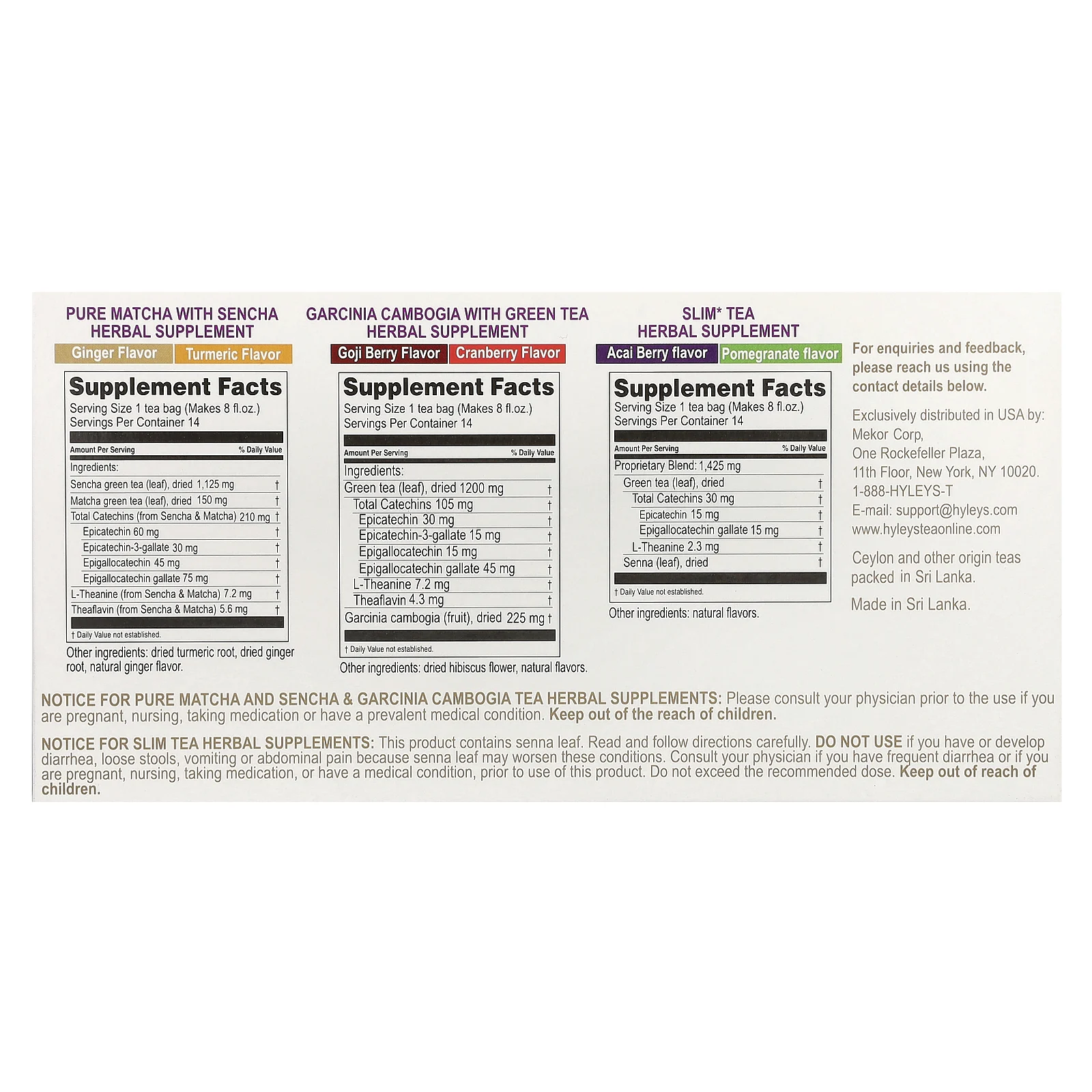 Hyleys Tea, 14-дневный набор для снижения веса, 42 чайных пакетика, 63 г (2,22 унции)