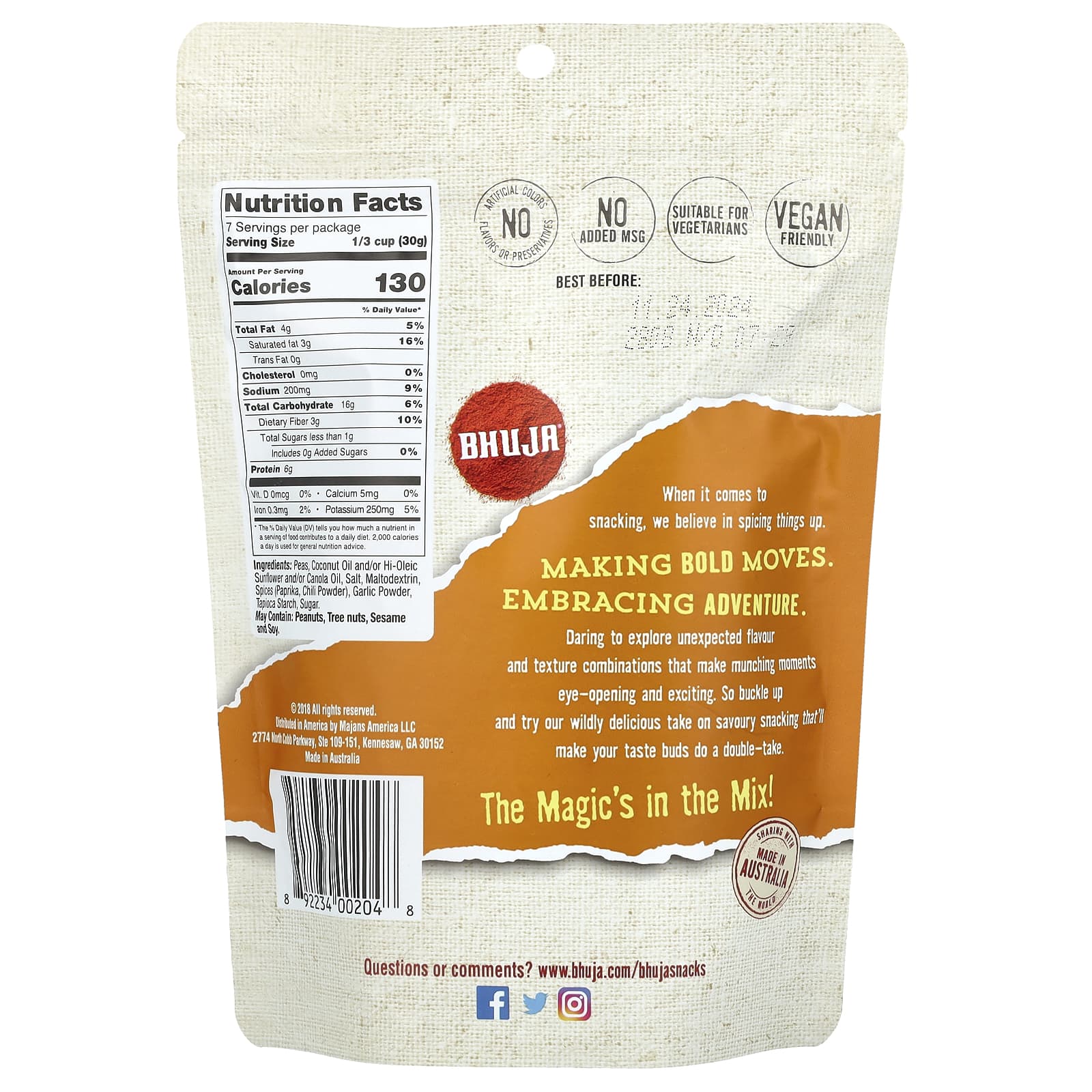 Bhuja, Хрустящий горошек, 199 г (7 унций)