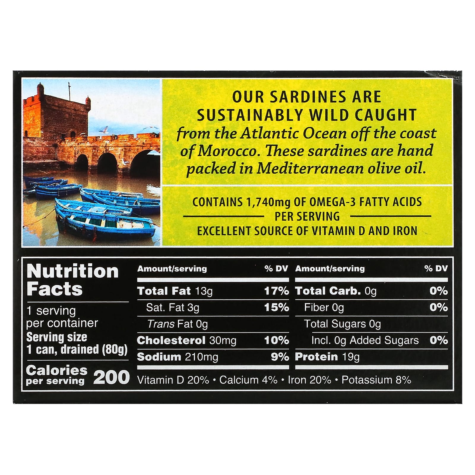 Crown Prince Natural, Сардины, очищенные от костей и кожи в чистом оливковом масле 3,75 унц. (106 г)