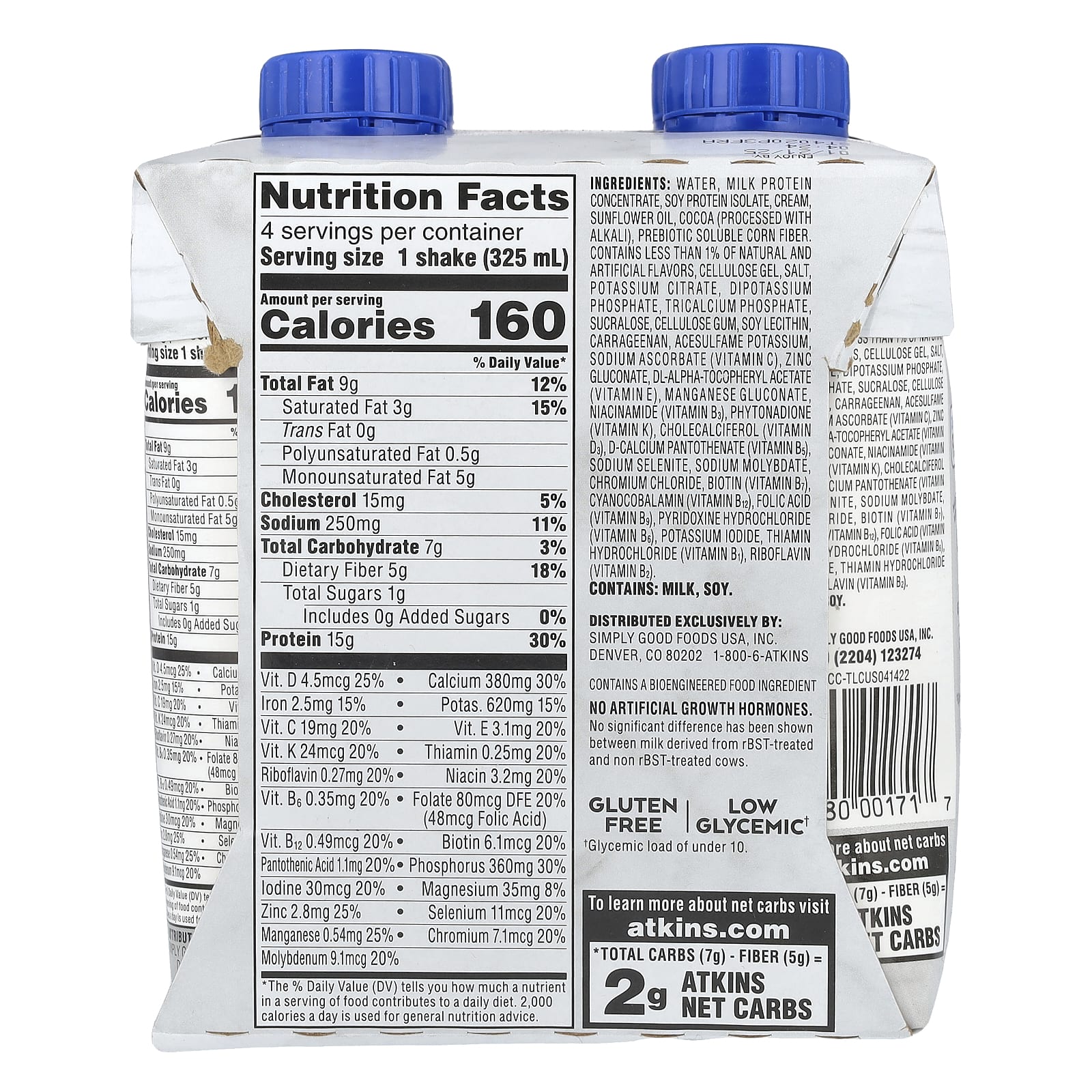 Atkins, Protein-Rich Shake, шоколадно-карамельный крем, 4 коктейля, 325 мл (11 жидк. Унций)