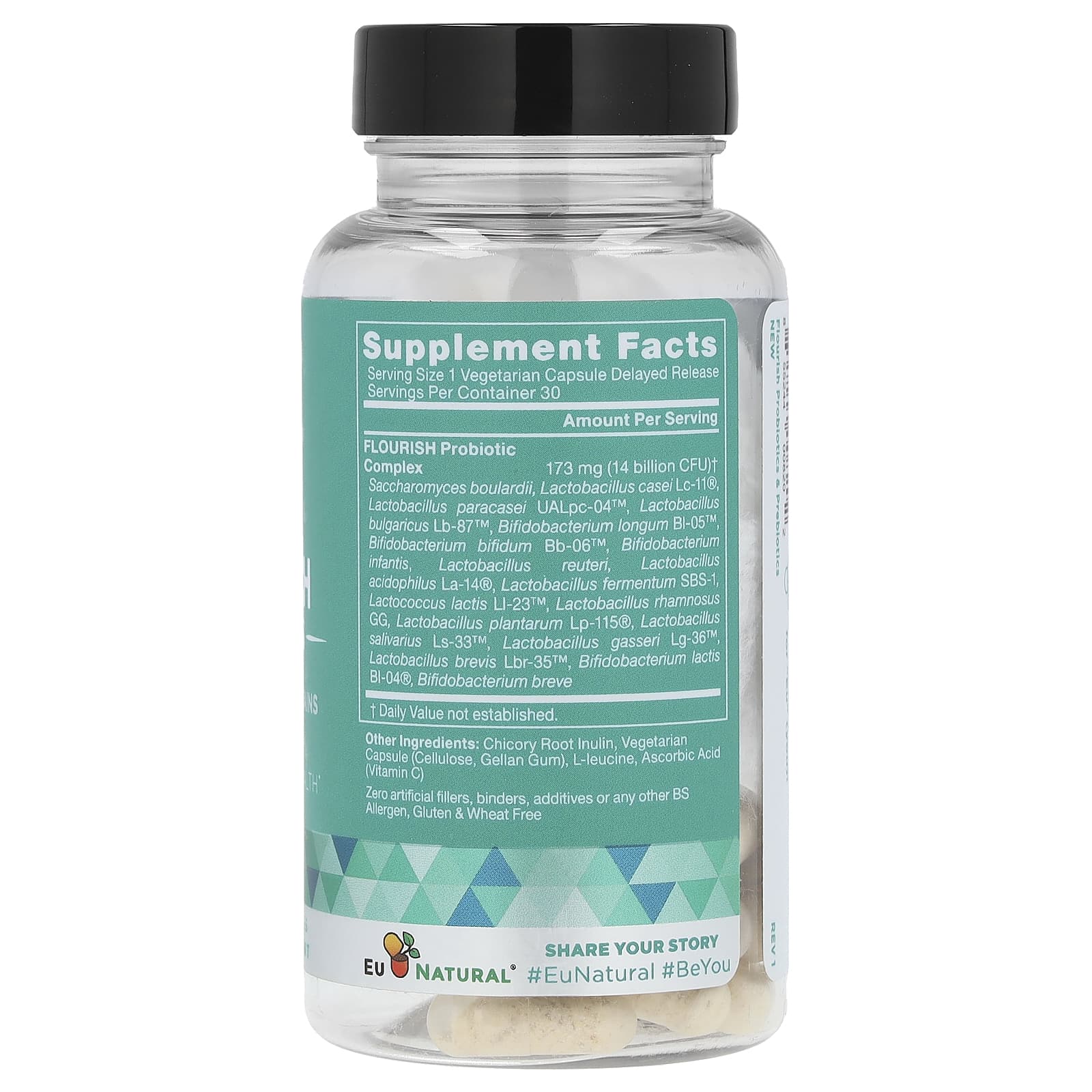Eu Natural, FLOURISH, Пробиотики для здоровья мочи и кишечника, 14 миллиардов КОЕ, 30 вегетарианских капсул