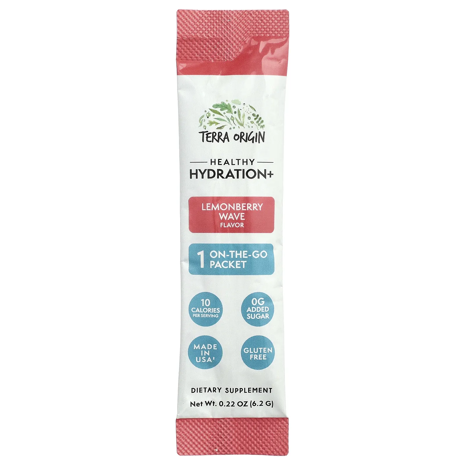 Terra Origin, Healthy Hydration+, Lemonberry Wave, добавка On the Go, 30 пакетиков по 6,2 г (0,22 унции)