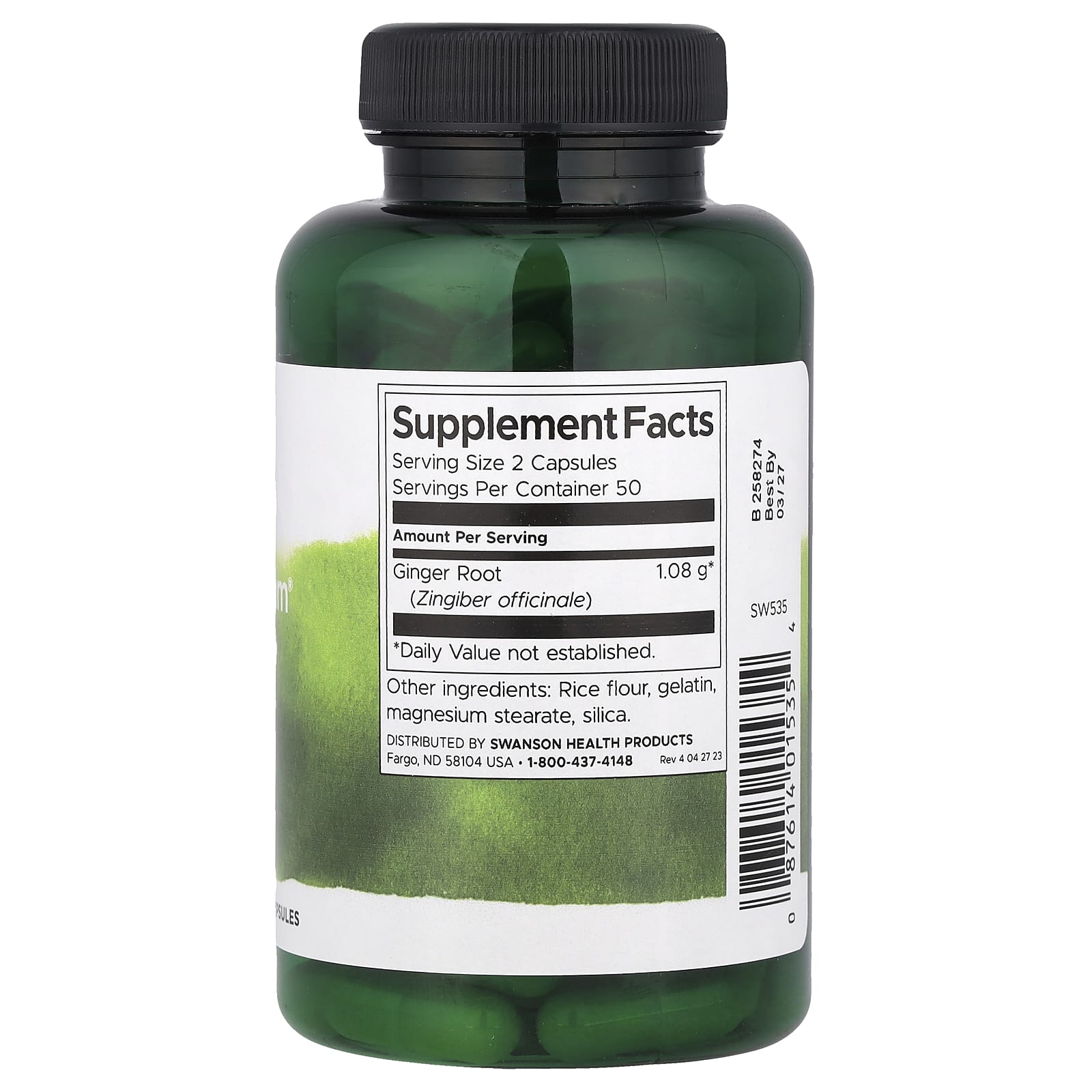 Swanson, Корень имбиря полного спектра, 540 мг, 100 капсул