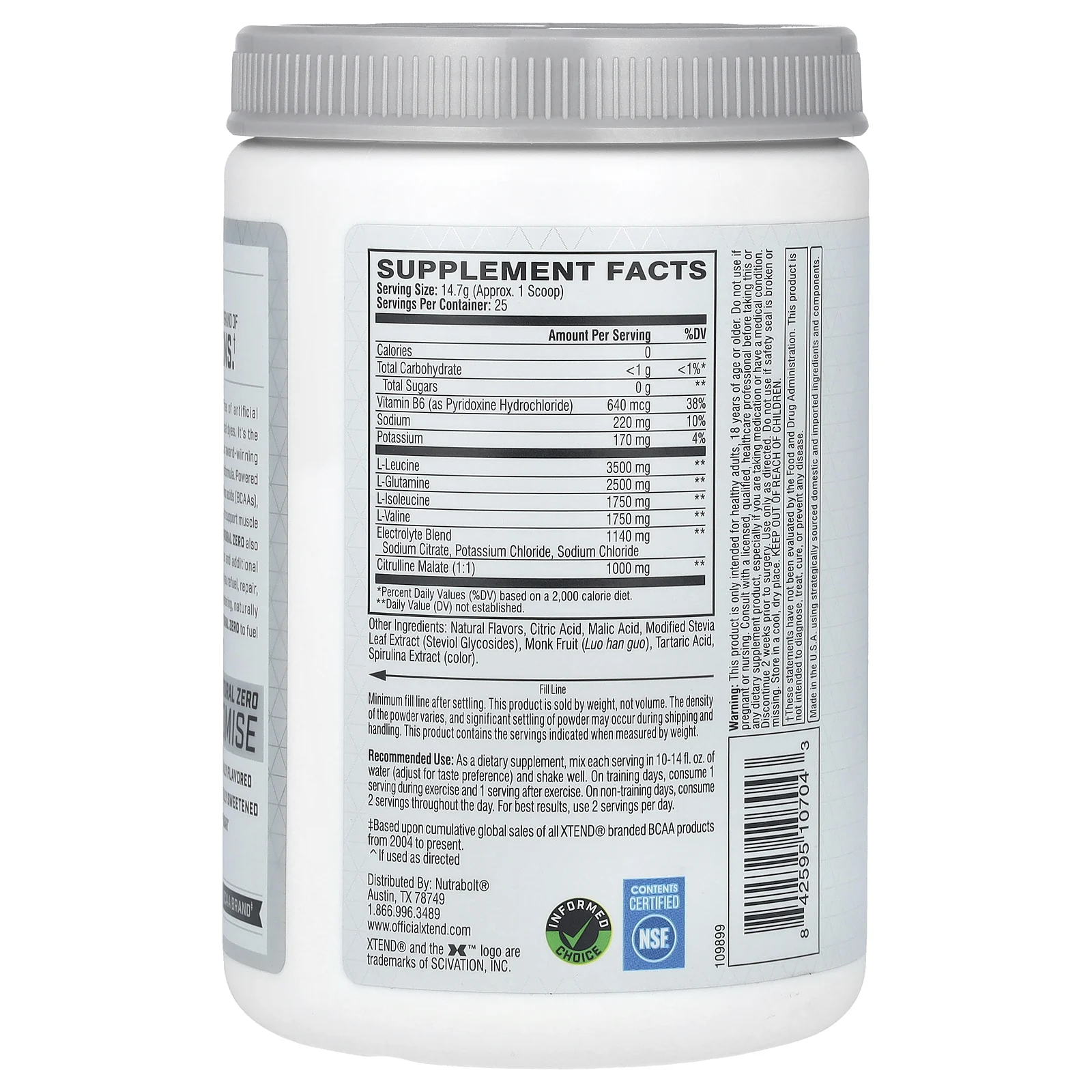 Xtend, The Original 7G BCAA, натуральный ноль, черничный лимонад, 367,5 г (13 унций)