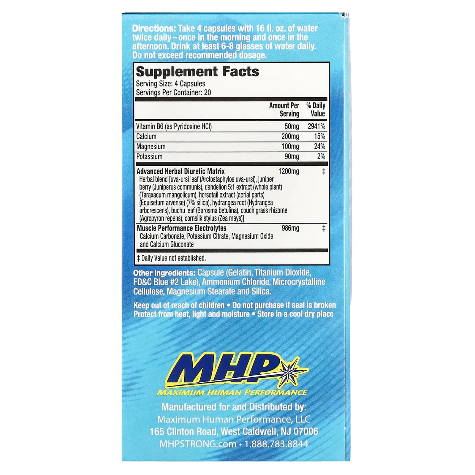MHP, XPEL® Diuretic, Maximum Strength, Caffeine Free , 80 Capsules