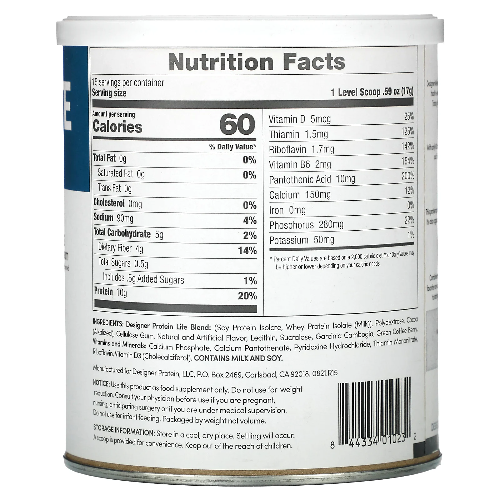 Designer Wellness, Lite Protein, низкокалорийный натуральный протеин, шоколадное печенье со сливками, 9,03 унц. (256 г)