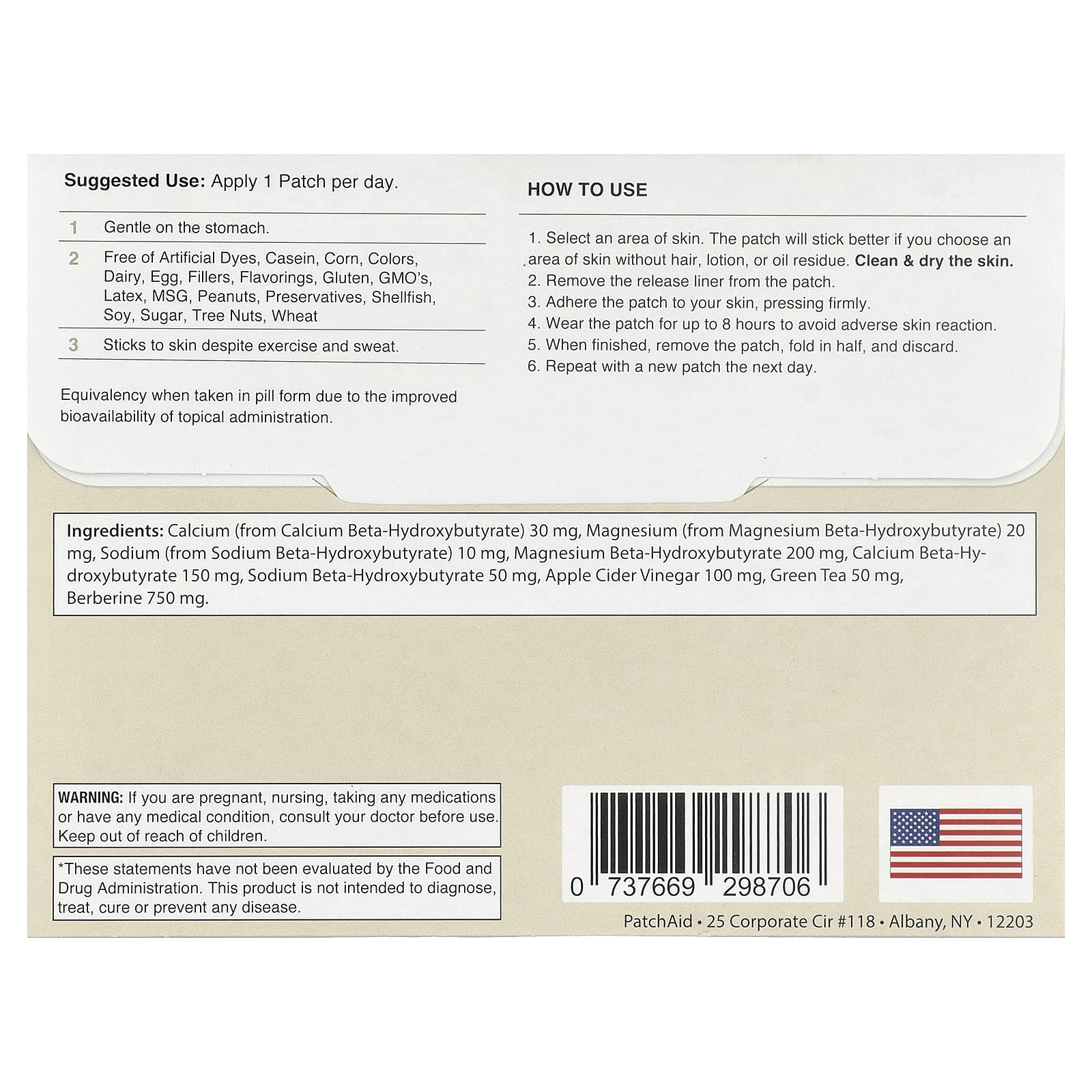 PatchAid, Keto BHB Plus, патч, 30 патчей