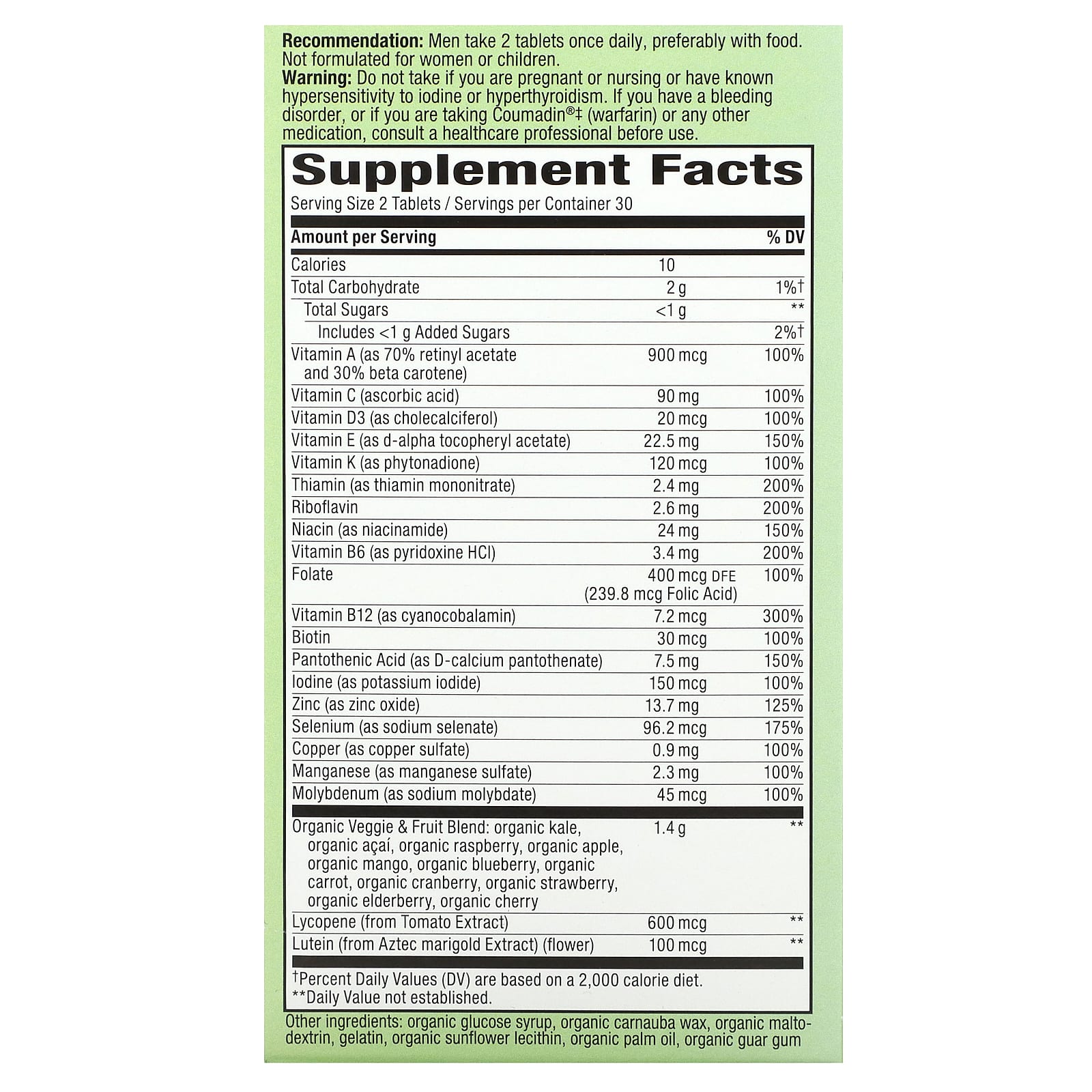 Nature's Way, Alive! Garden Goodness, мультивитамины для мужчин, 60 таблеток