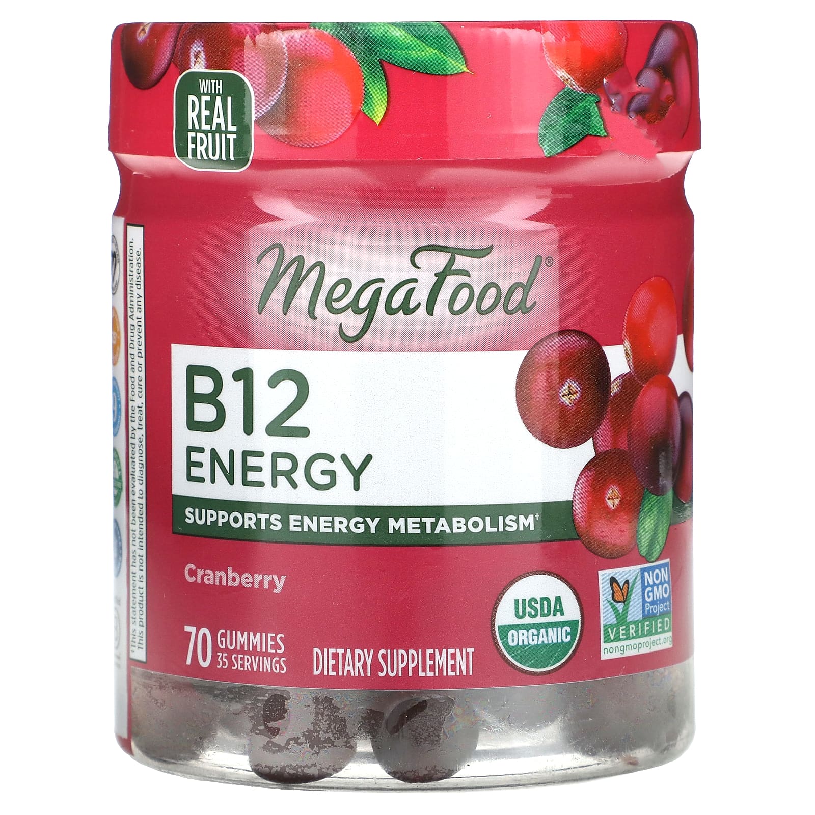 MegaFood, B12 Energy, Клюква, 70 жевательных конфет