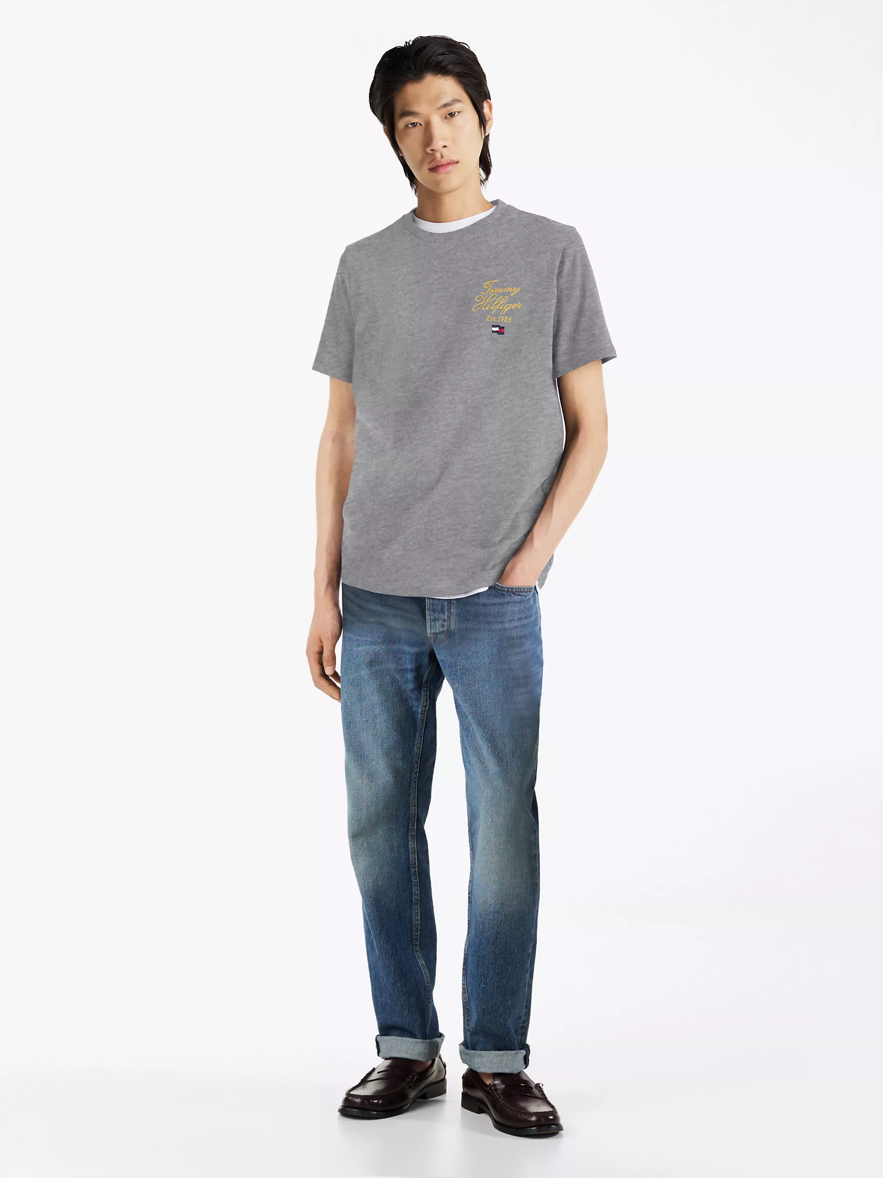 Мужская футболка Tommy Hilfiger, Футболка с вышитым логотипом Hilfiger в виде надписи