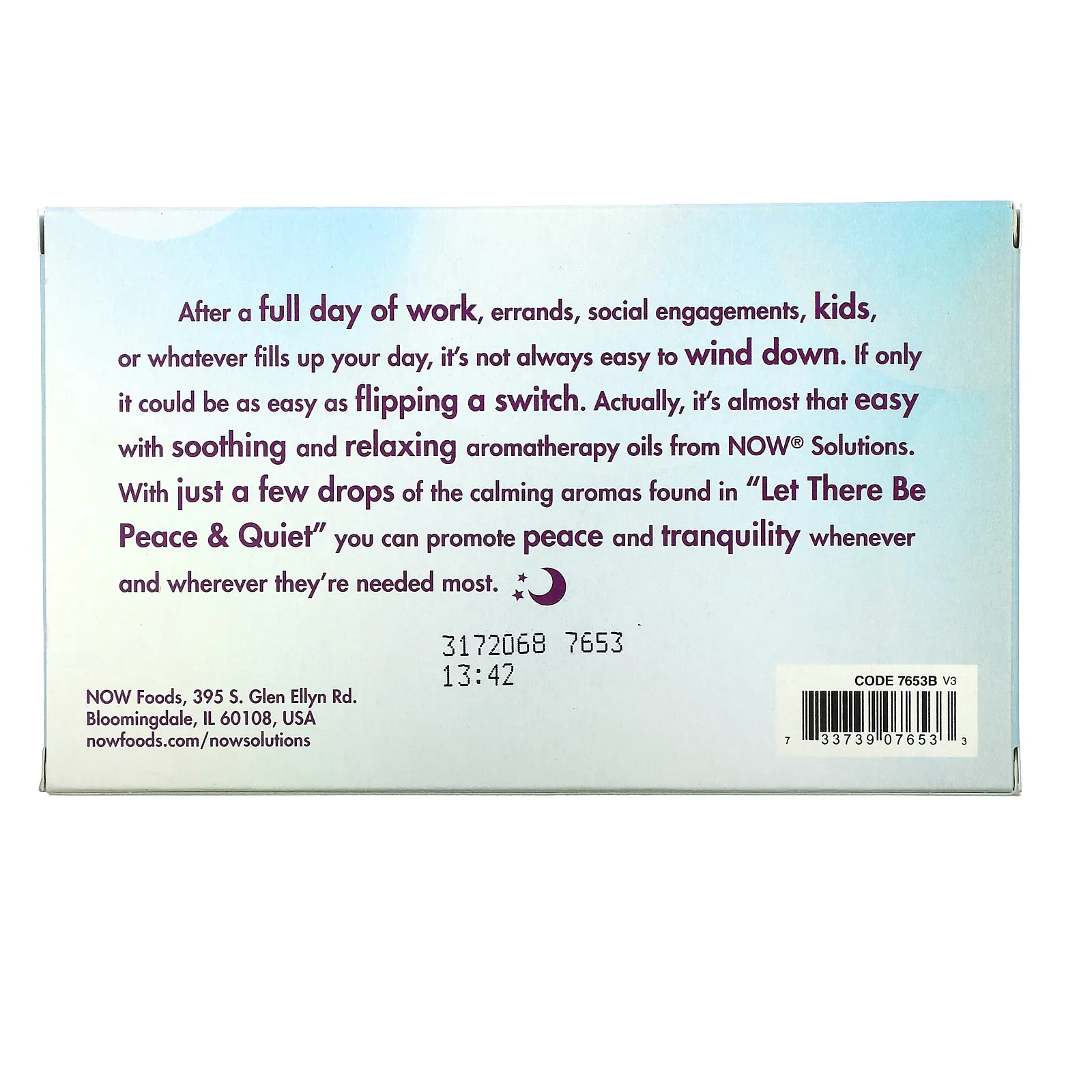 NOW Foods, Let There Be Peace & Quiet, набор расслабляющих эфирных масел, 4 флакона, 10 мл (1/3 жидк. унции) каждая