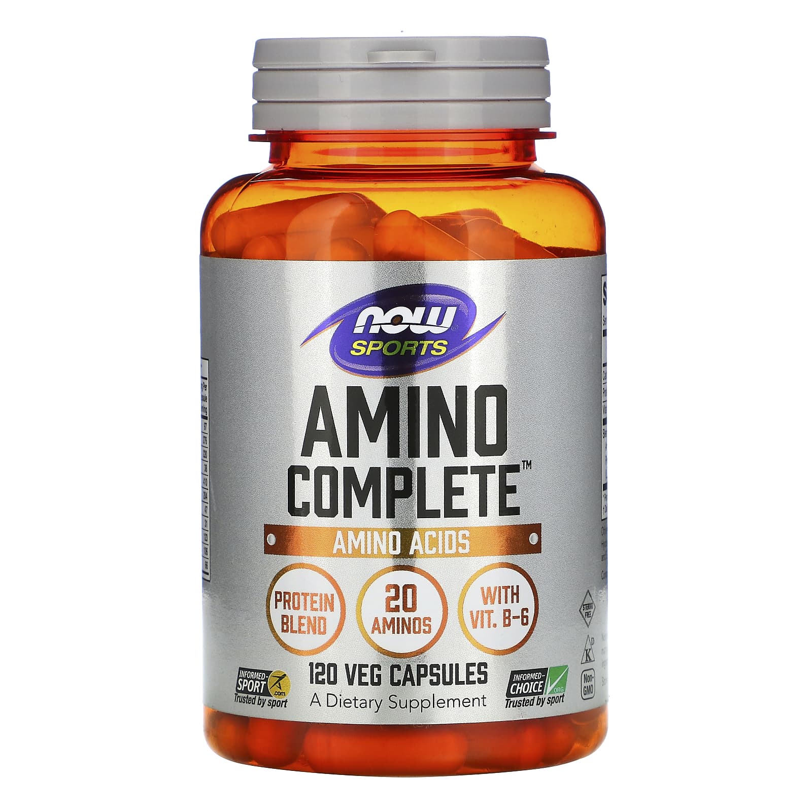 NOW Foods, Sports, Amino Complete, аминокислотный комплекс, 120 вегетарианских капсул