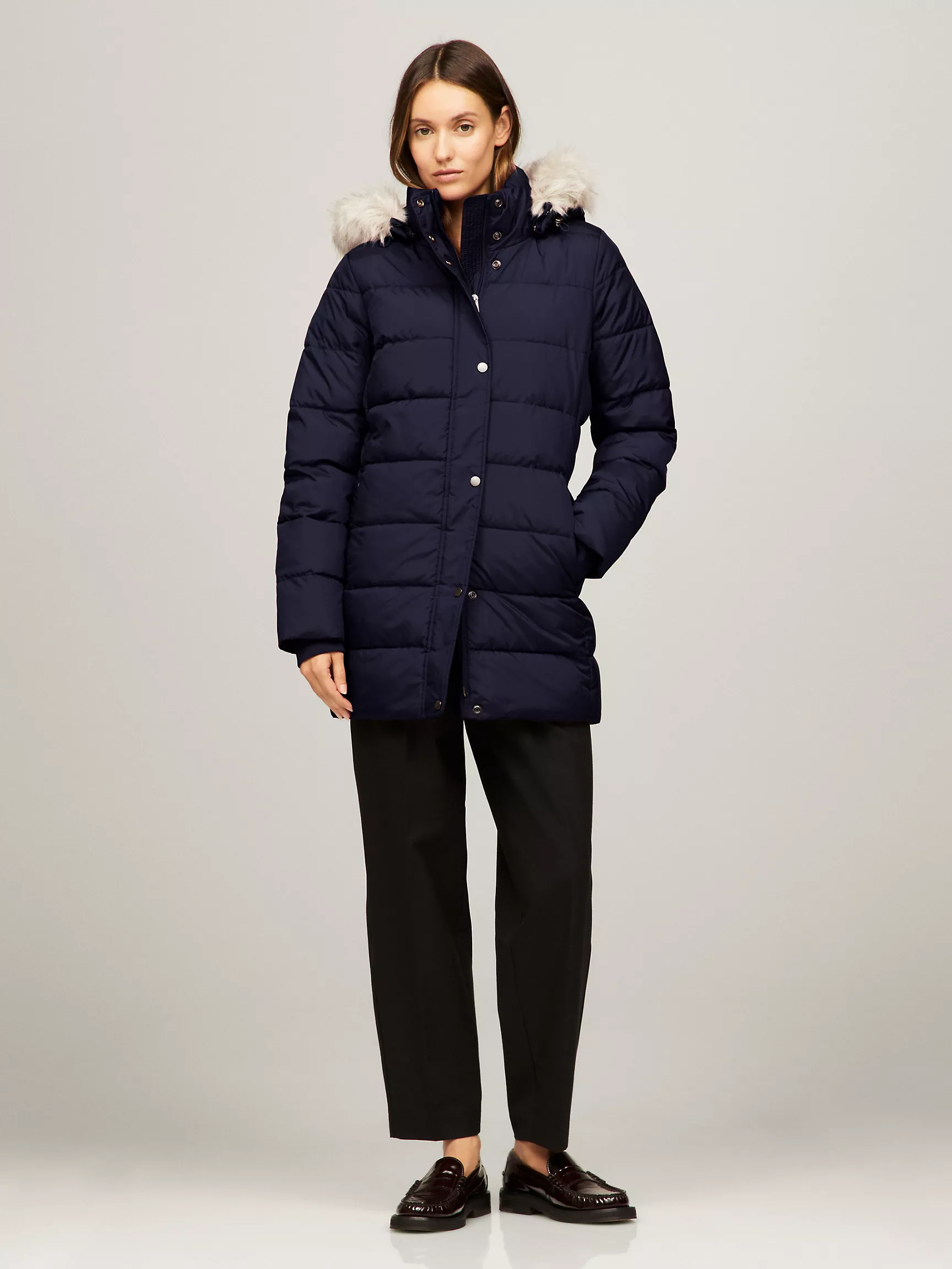 Женское пальто Tommy Hilfiger, Длинное пуховое пальто с капюшоном