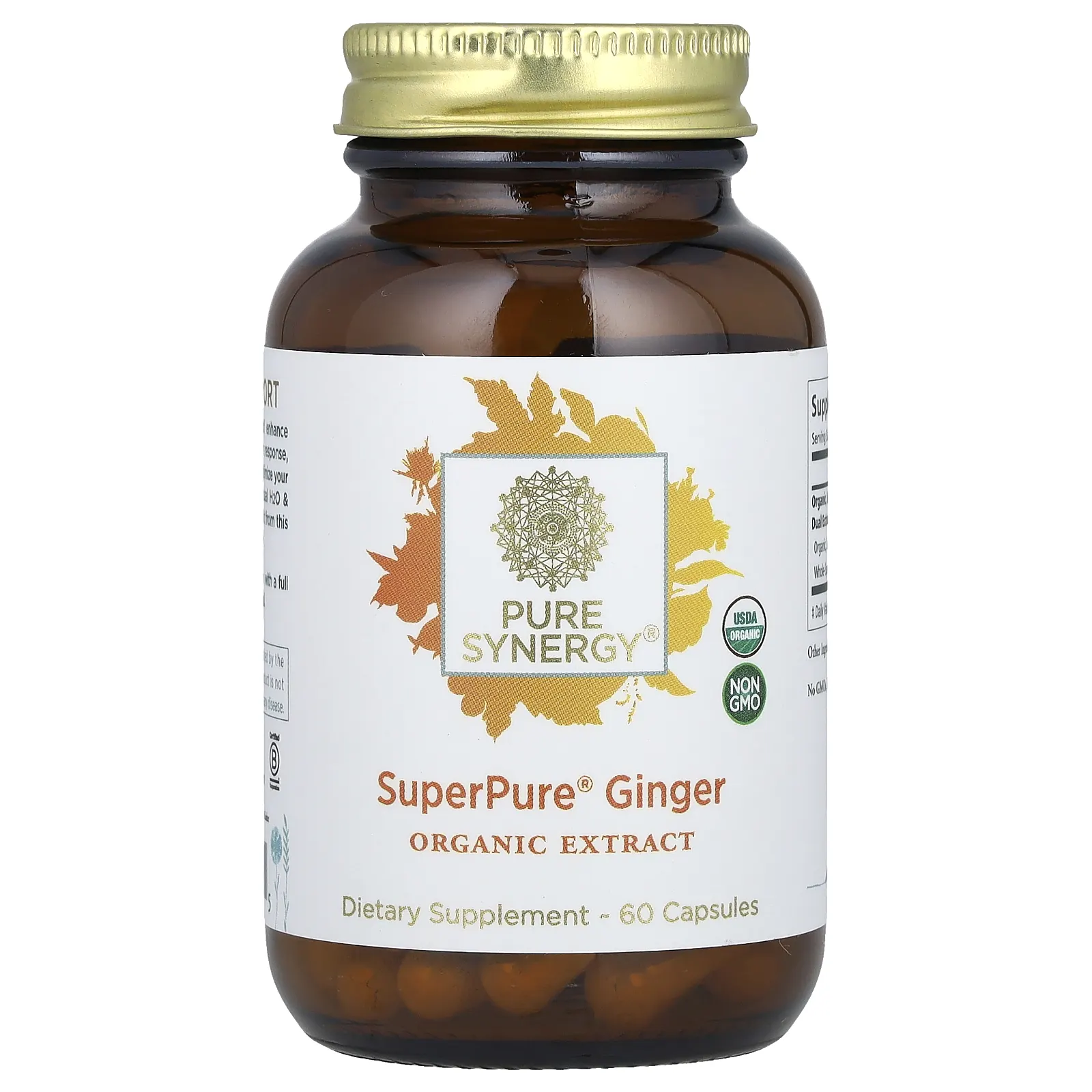 Pure Synergy, SuperPure, имбирь, органический экстракт, 60 капсул