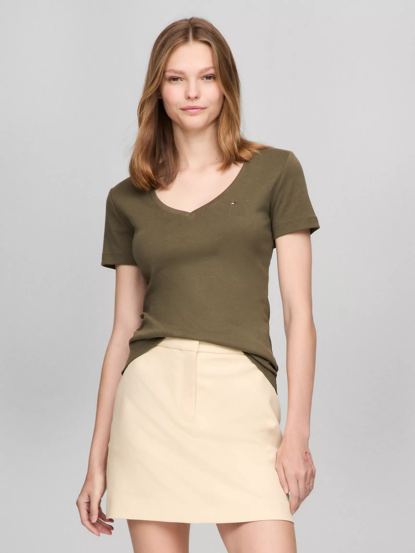 Женская футболка Tommy Hilfiger, Футболка с V-образным вырезом