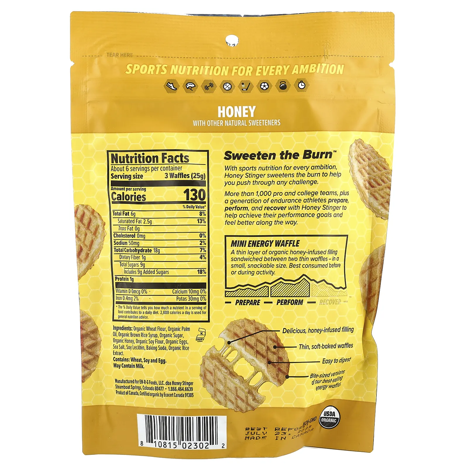 Honey Stinger, Энергетические мини-вафли, мед, 150 г (5,3 унции)