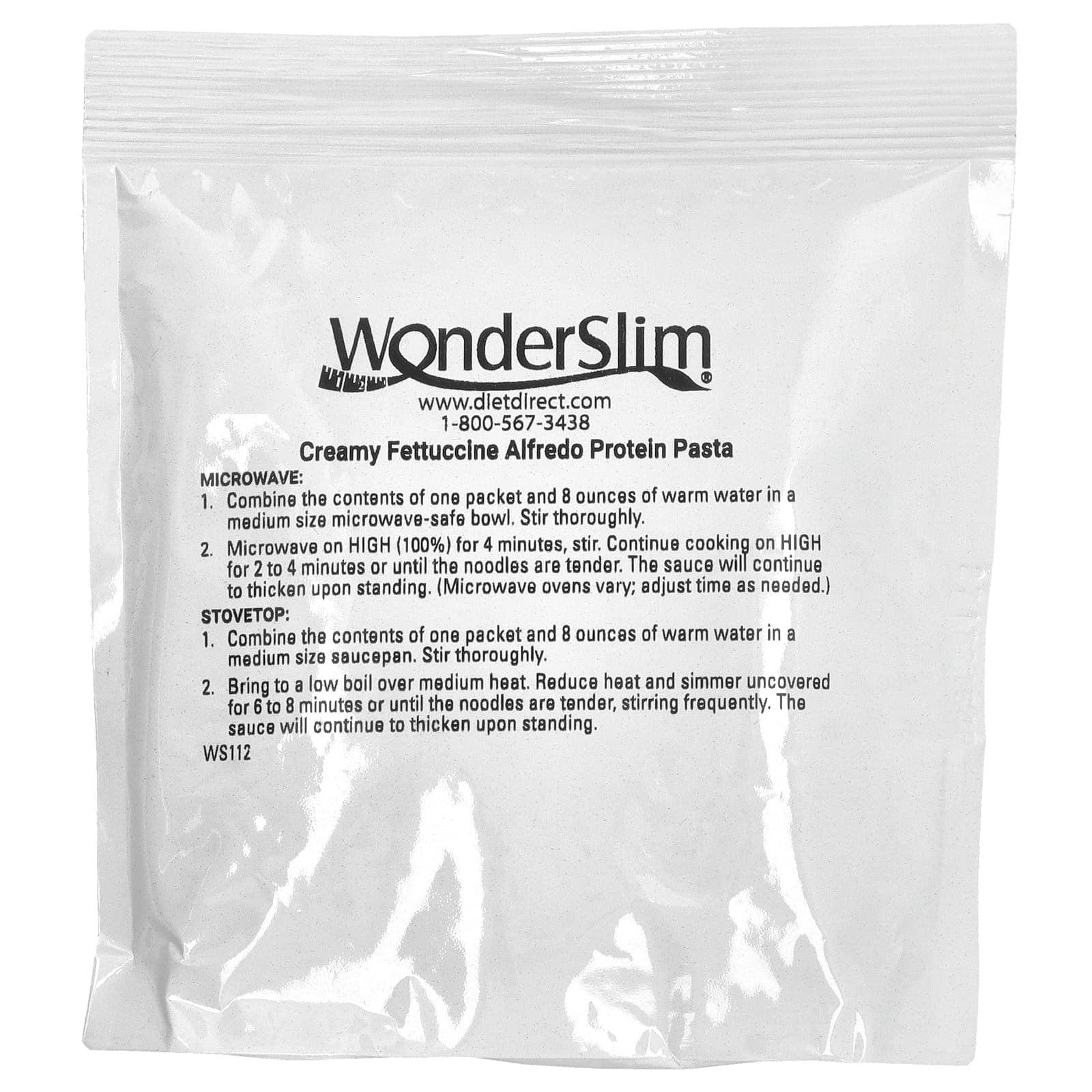 WonderSlim, протеиновая паста, феттучини с кремом, альфредо, 5 пакетиков по 59 г