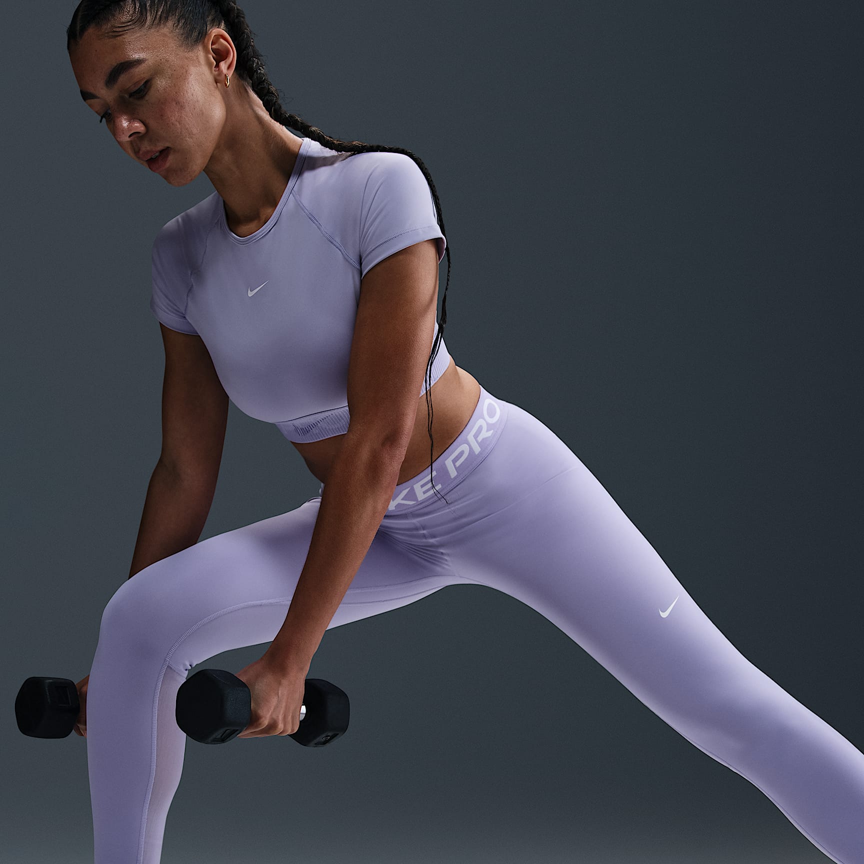 Nike Pro Women's Mid-Rise Mesh-Paneled Leggings
