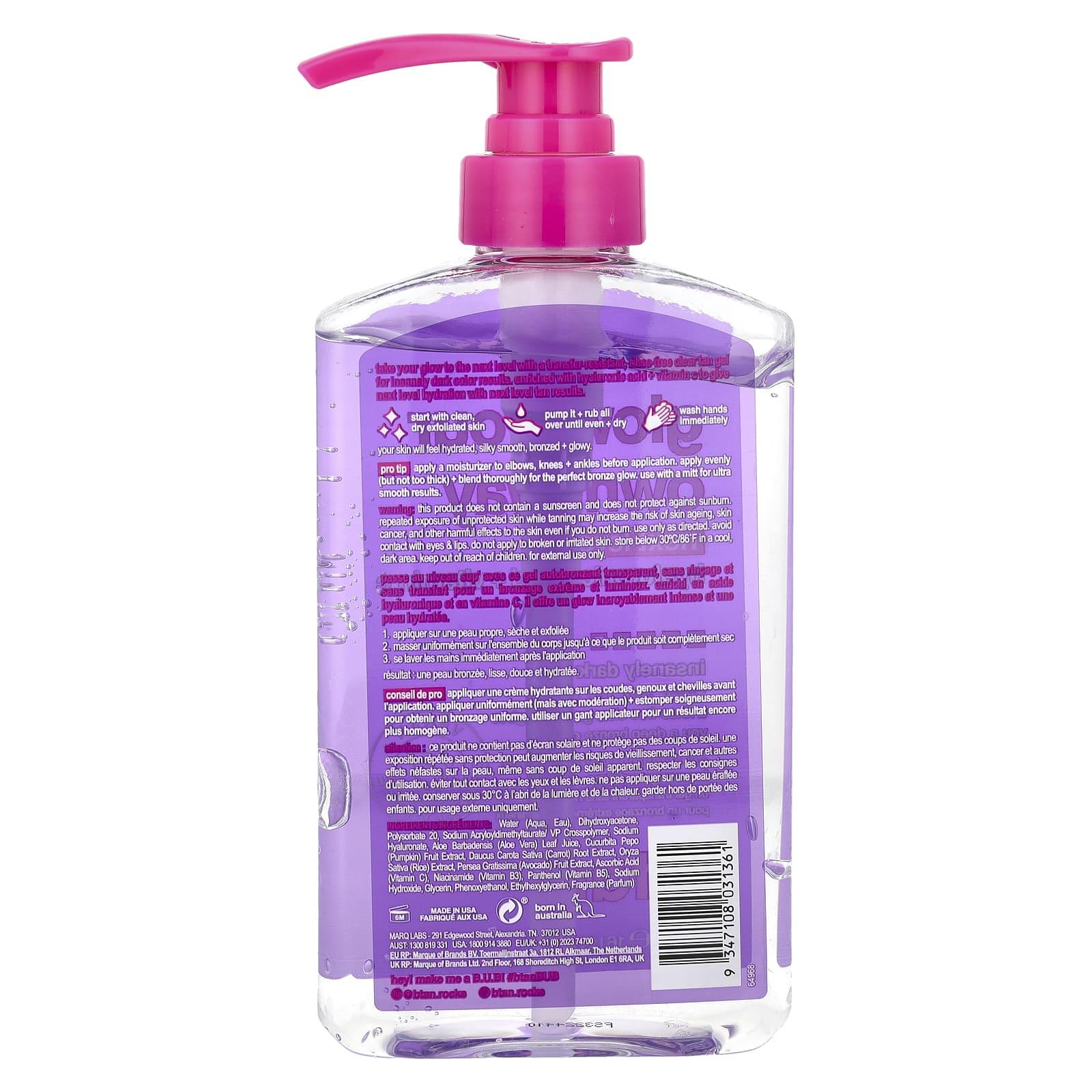 b.tan, Glow Your Own Way, очищающий гель для автозагара, безумно темный, 473 мл (16 жидк. Унций)