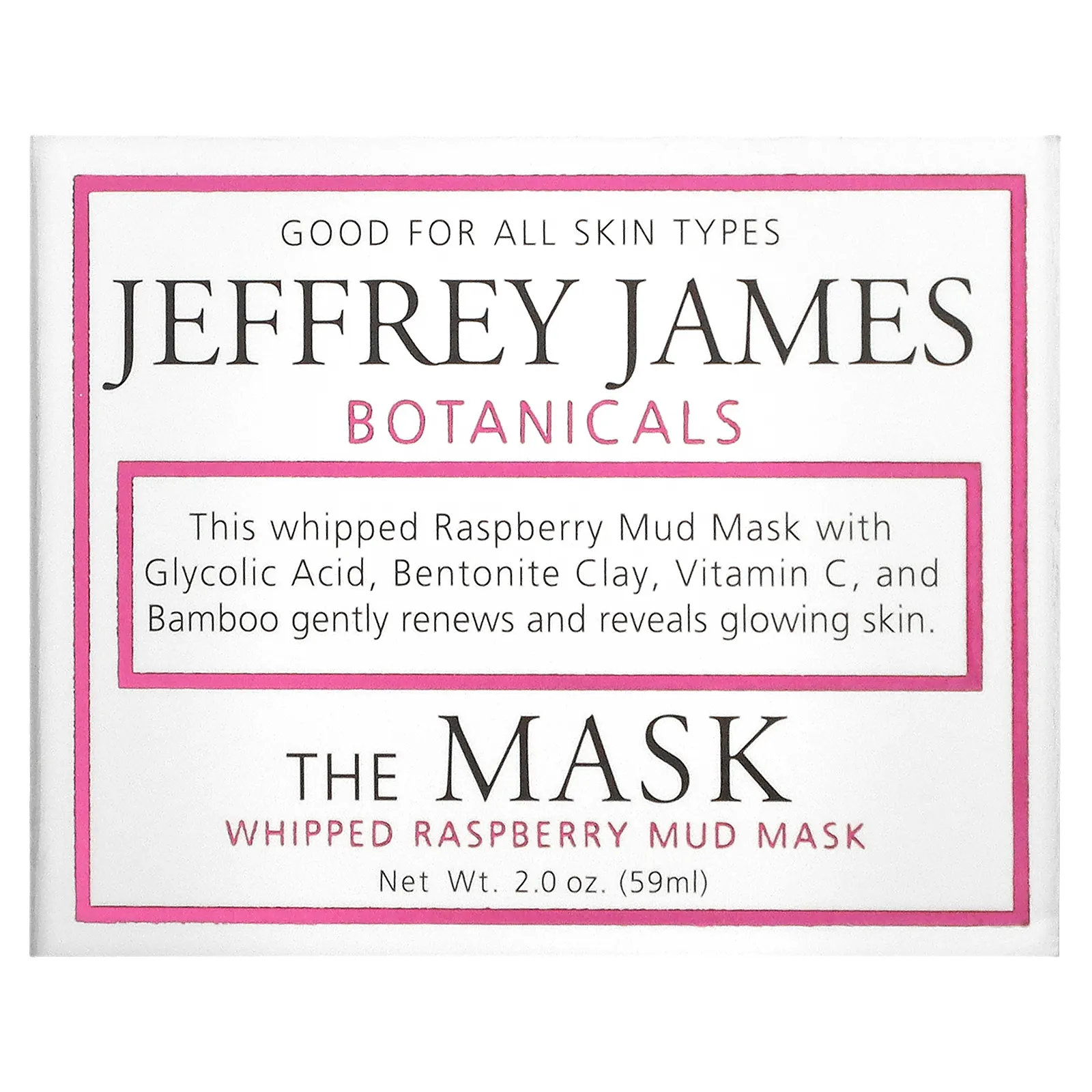 Jeffrey James Botanicals, The Mask, муссовая грязевая маска с малиной, 59 мл (2,0 унции)