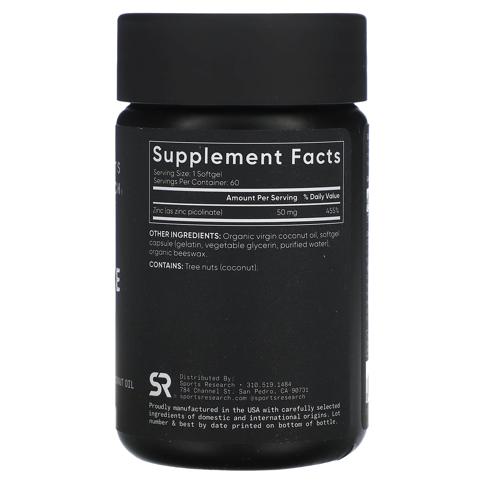 Sports Research, Пиколинат цинка, 50 мг, 60 мягких таблеток