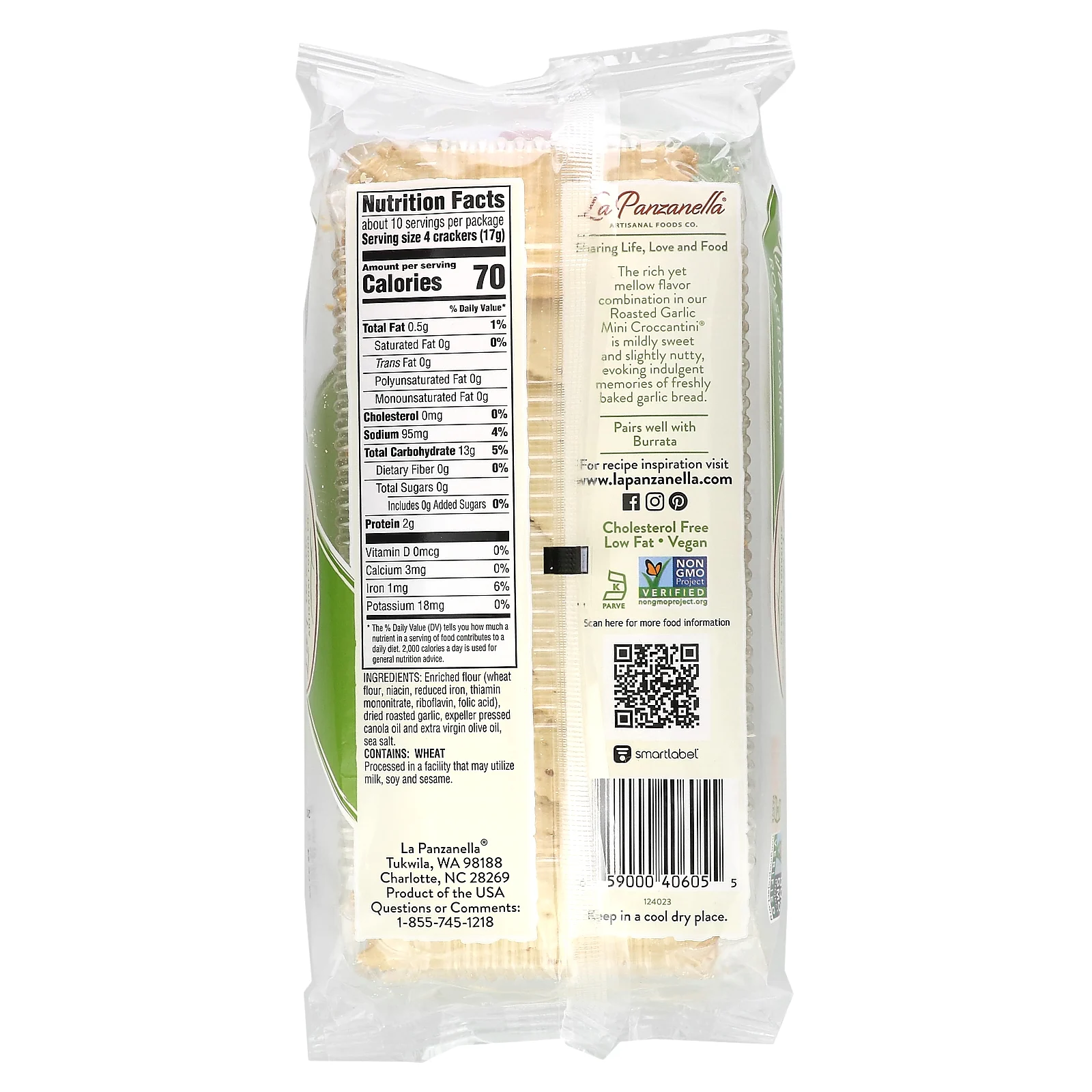 La Panzanella, Artisan крекеры Multi Croccantini®, со вкусом обжаренного чеснока, 170 г (6 унций)