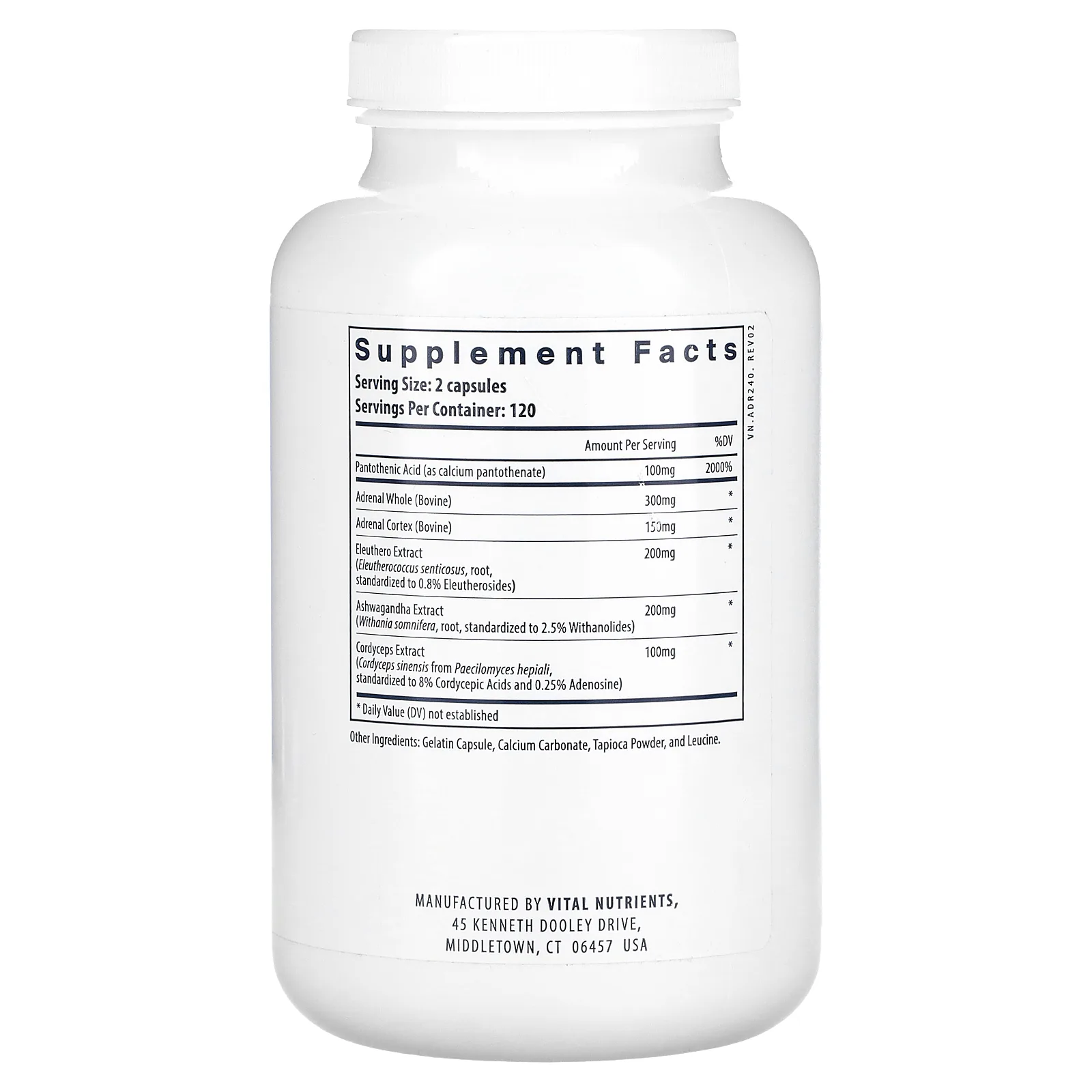 Vital Nutrients, добавка для поддержки надпочечников, 240 капсул