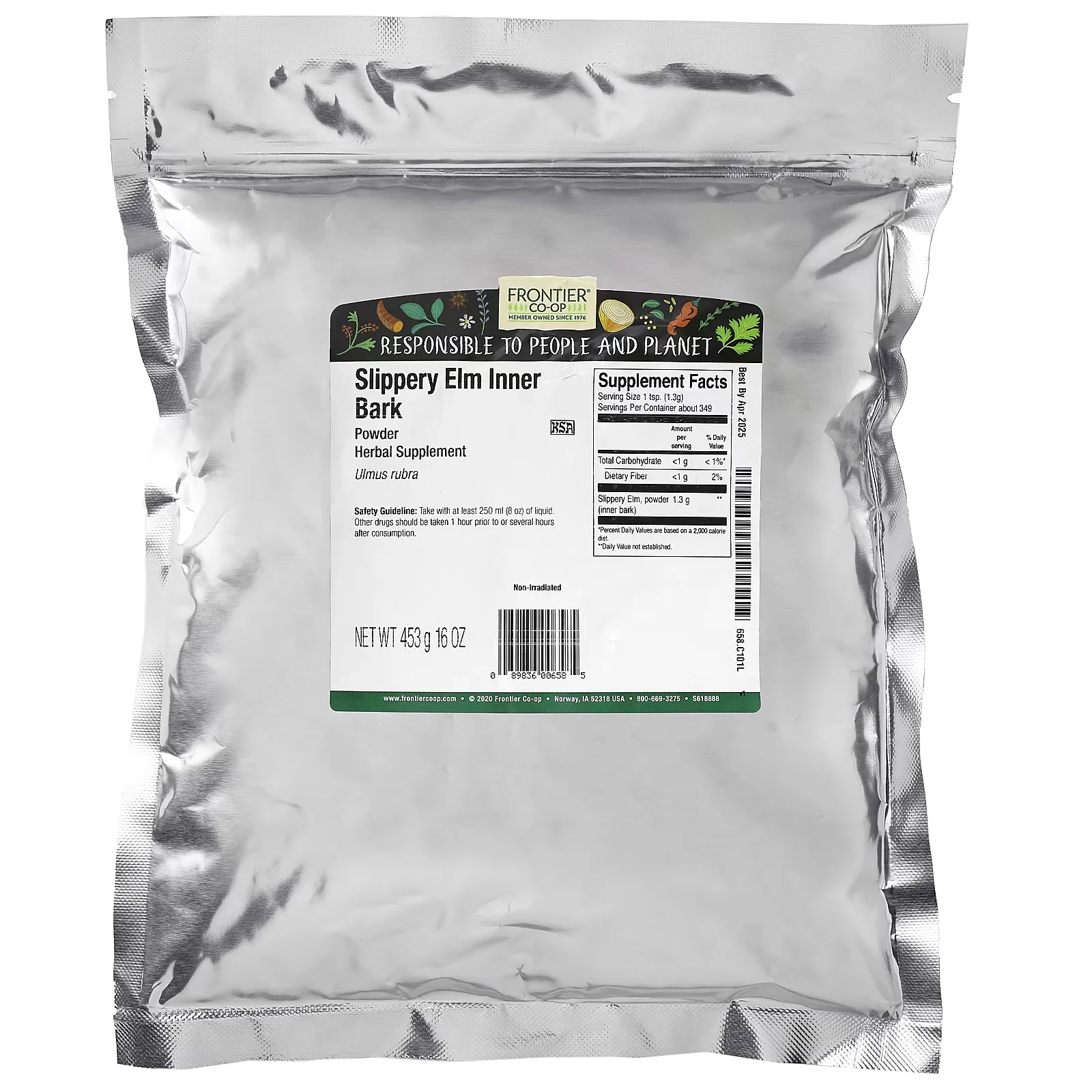 Frontier Co-op, Порошок коры вяза ржавого, 453 г (16 унций)