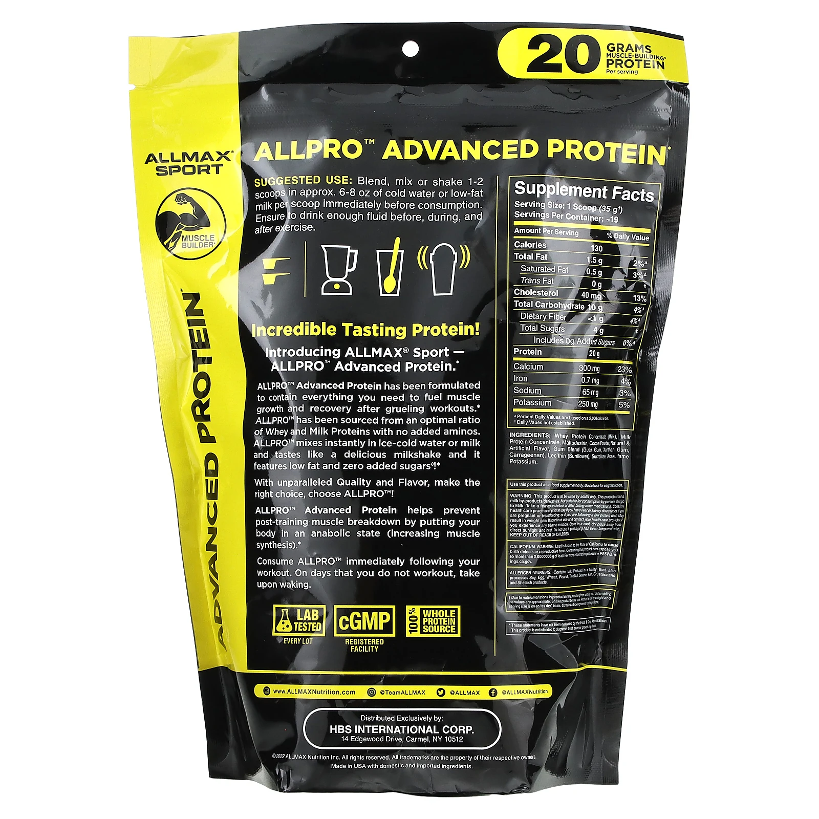 ALLMAX, Sport, ALLPRO Advanced Protein, с шоколадом, 680 г (1,5 фунта)