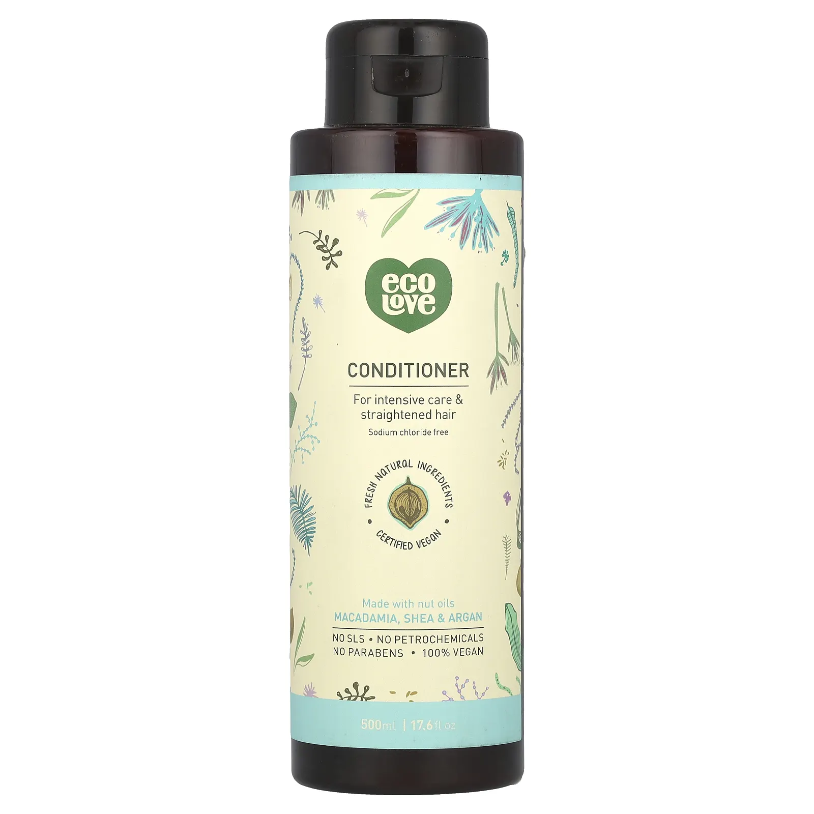 Eco Love, Кондиционер для интенсивного ухода и выпрямленных волос, макадамия, ши и аргана, 500 мл (17,6 жидк. Унции)