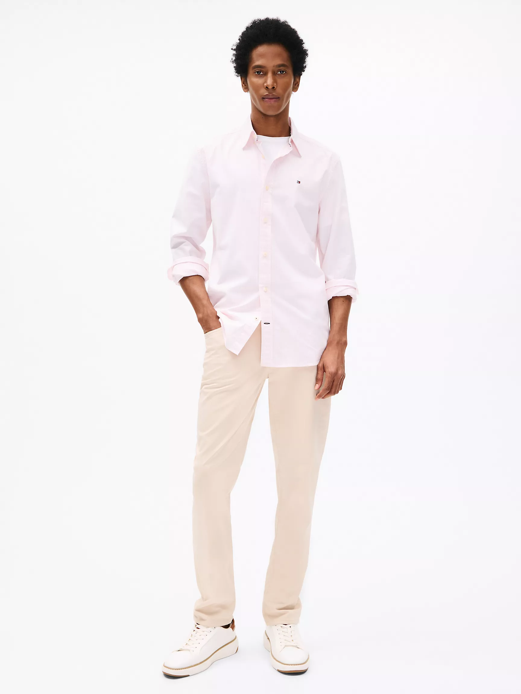 Мужская рубашка Tommy Hilfiger, Полосатая эластичная рубашка из оксфорда стандартного кроя