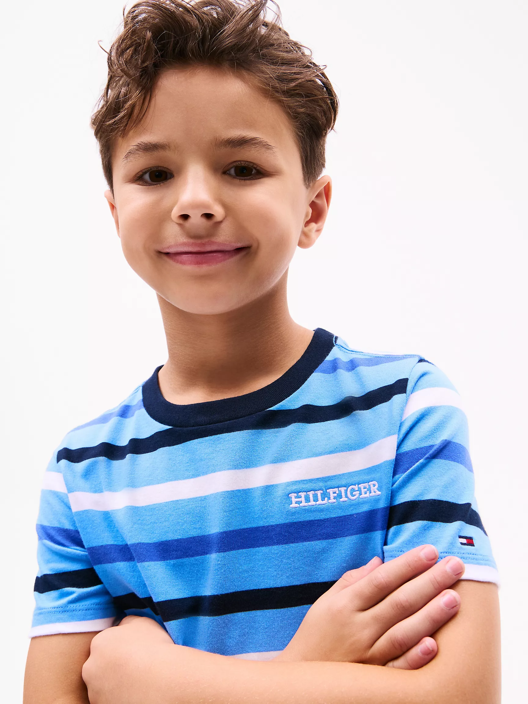 Футболка Tommy Hilfiger для мальчиков, Детская полосатая футболка с монограммным логотипом
