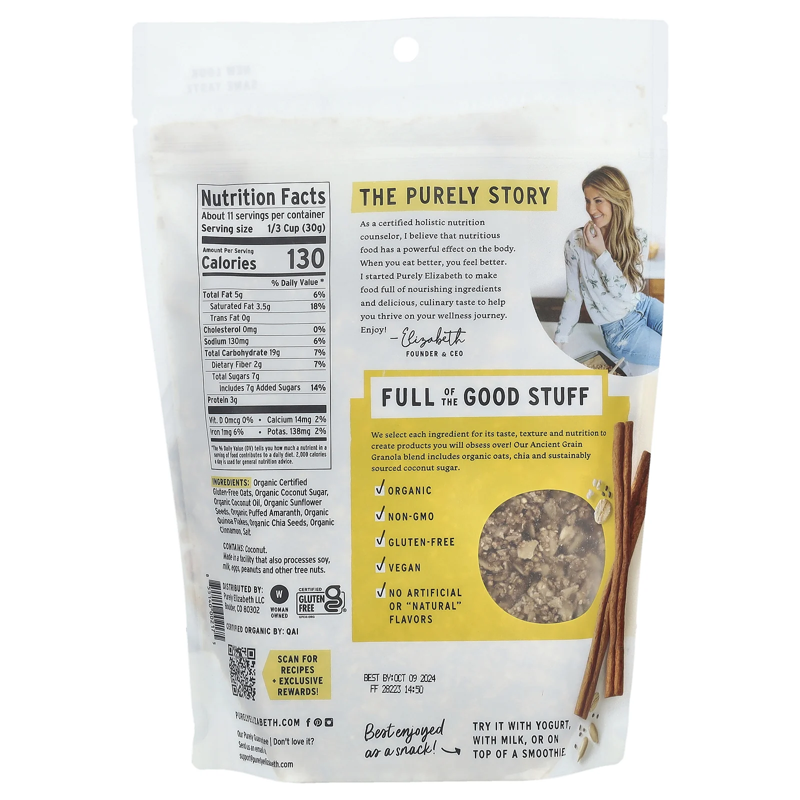 Purely Elizabeth, Гранола из древних органических злаков, Оригинальный рецепт, 12 унций (340 г)