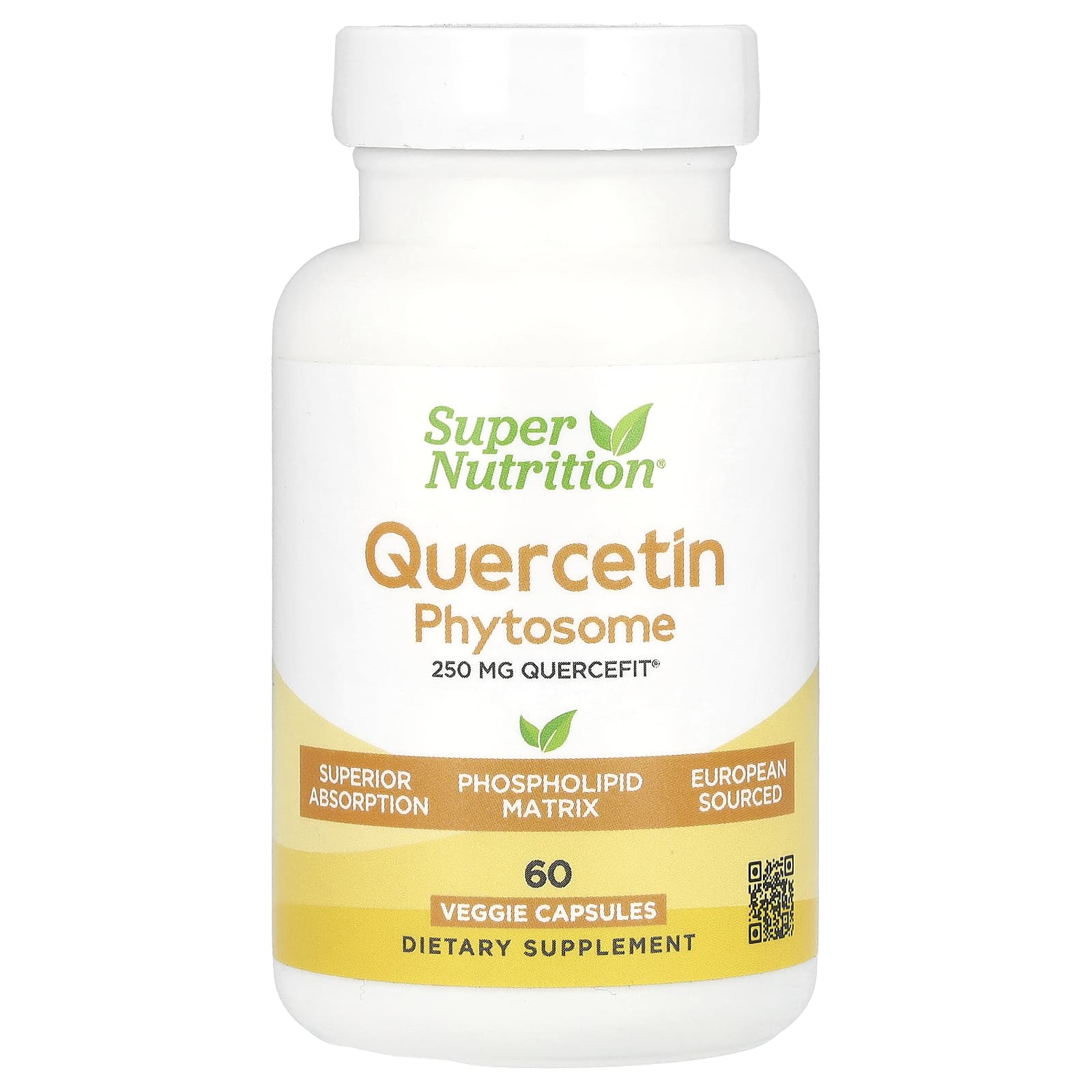 Super Nutrition, Quercetin Phytosome Quercefit®, фитосомы кверцетина, 250 мг, 60 растительных капсул
