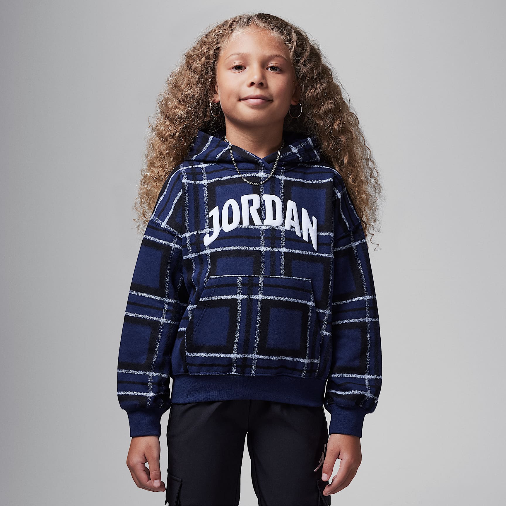 Jordan Brooklyn Essentials Little Kids' Plaid Print Pullover Hoodie