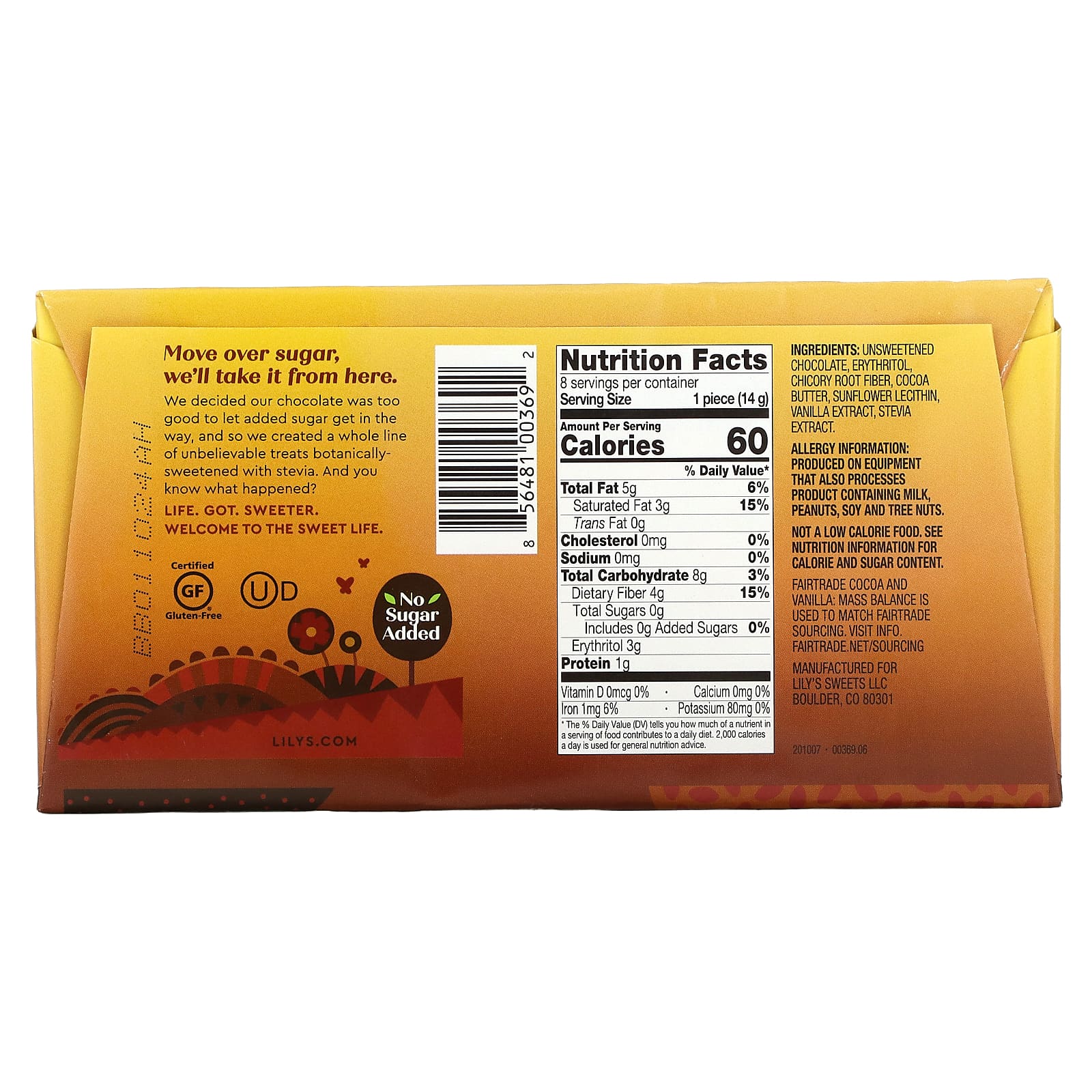 Lily's Sweets, Превосходный шоколад для выпечки, Темный шоколад, 4 унц.(113 г)