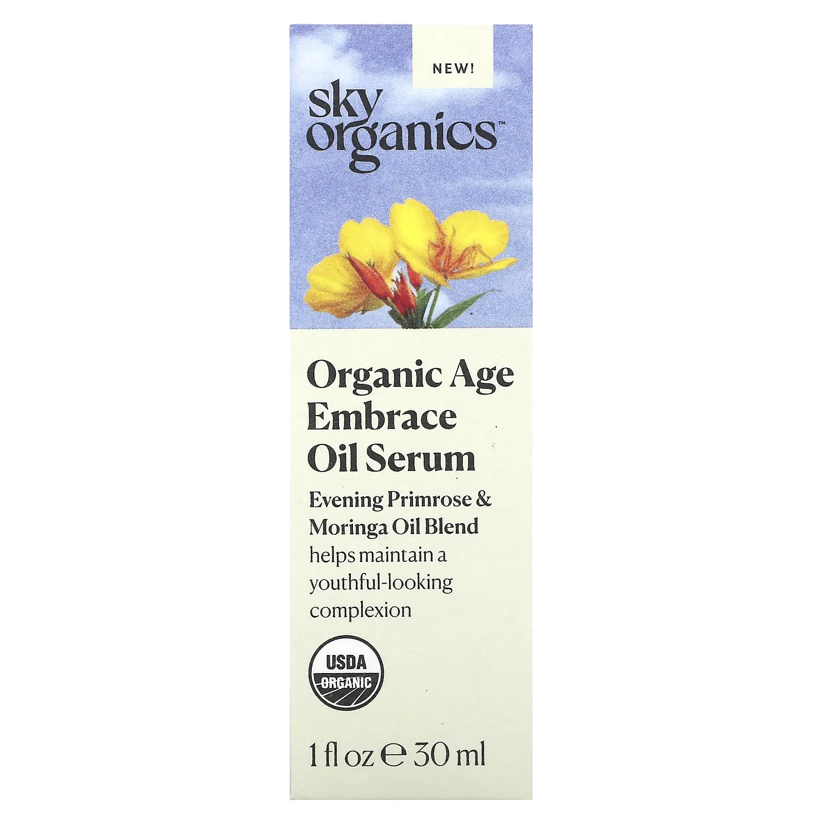 Sky Organics, Organic Age Embrace Oil Serum, смесь масел примулы вечерней и моринги, 30 мл (1 жидк. Унция)