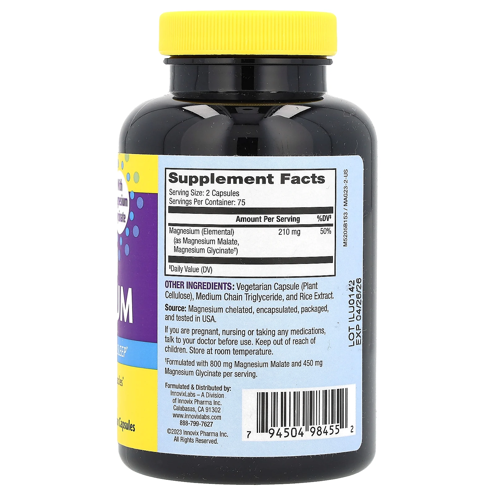 InnovixLabs, магний с улучшенной рецептурой, 150 веганских капсул