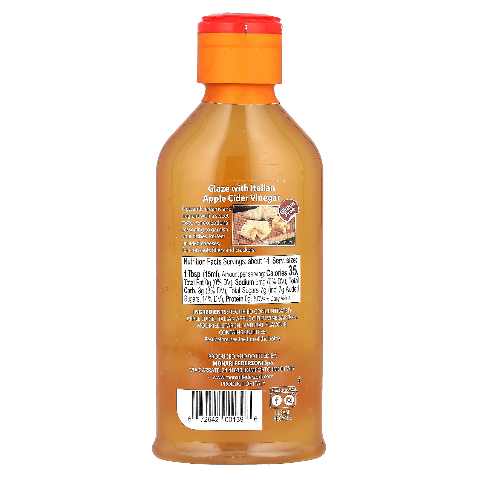 Monari Federzoni, глазурь с итальянским яблочным уксусом, 215 мл (7,3 жидк. унции)