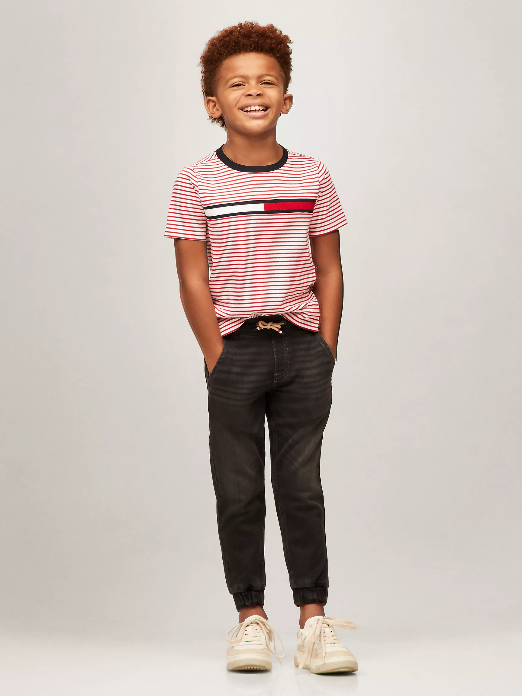 Футболка Tommy Hilfiger для мальчиков, Детская футболка с логотипом флага и полосками