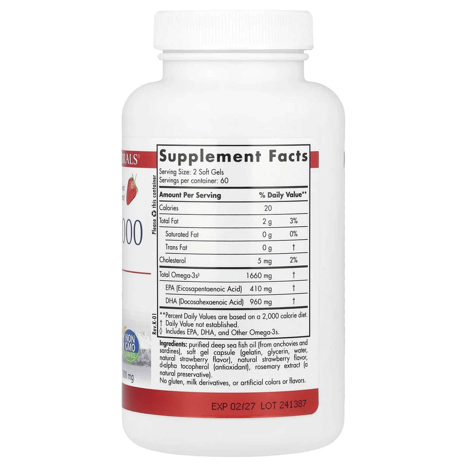 Nordic Naturals, ProDHA 1000, добавка с аминокислотами, с клубничным вкусом, 1000 мг, 120 капсул