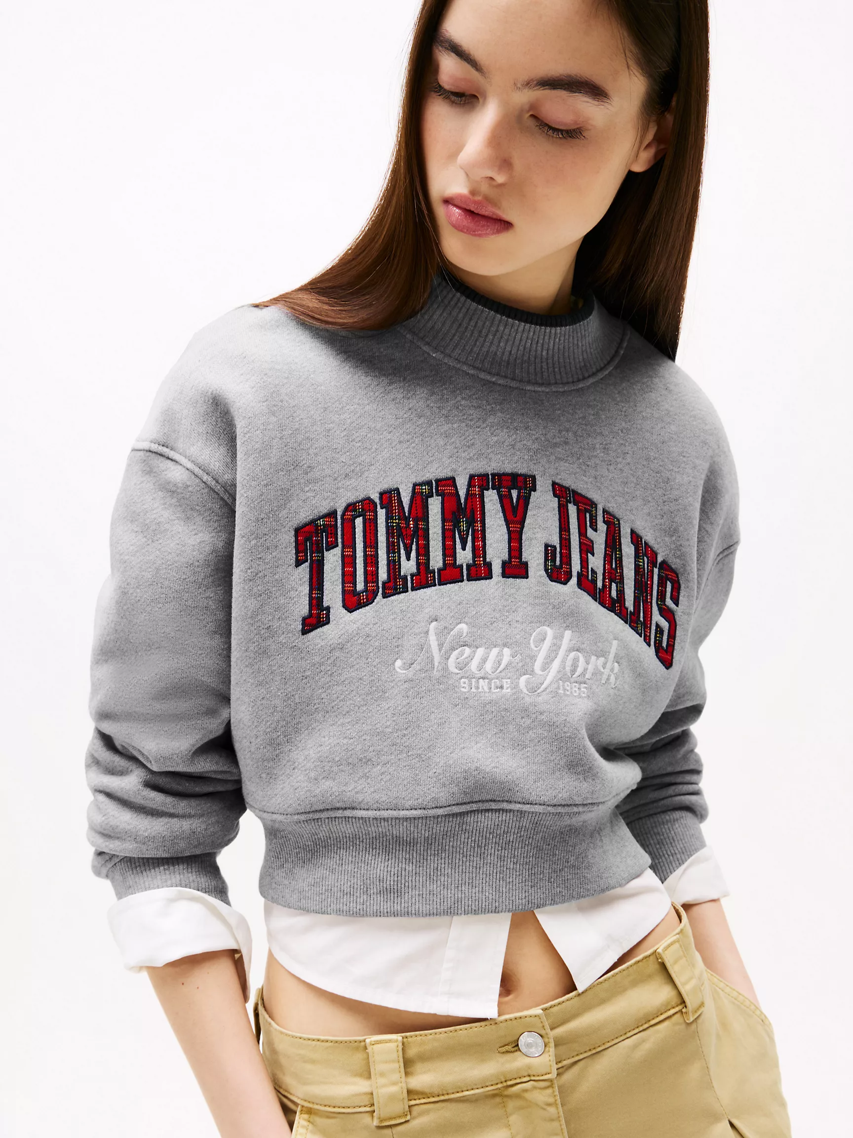 Женская толстовка Tommy Hilfiger, Укороченный свитшот в клетку с вышивкой