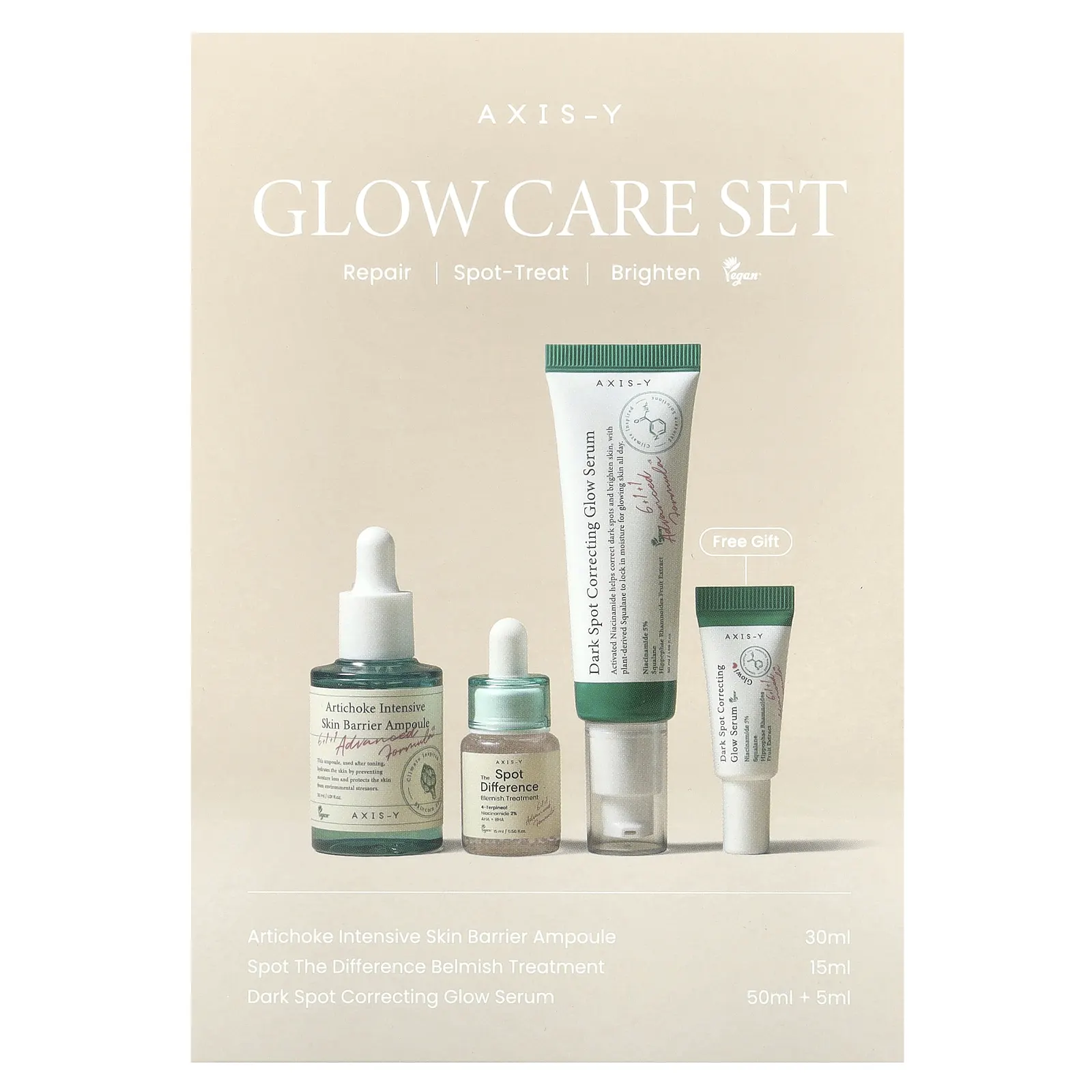 Axis-Y, Glow Care Set, набор из 4 предметов